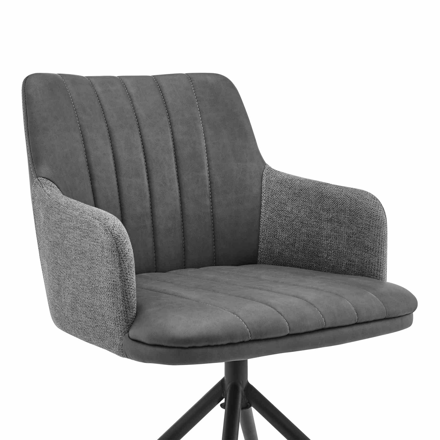 Simone Modern Faux Leather and Fabric Metal Swivel Dining Room Chairs - Set of 2 - Image 4