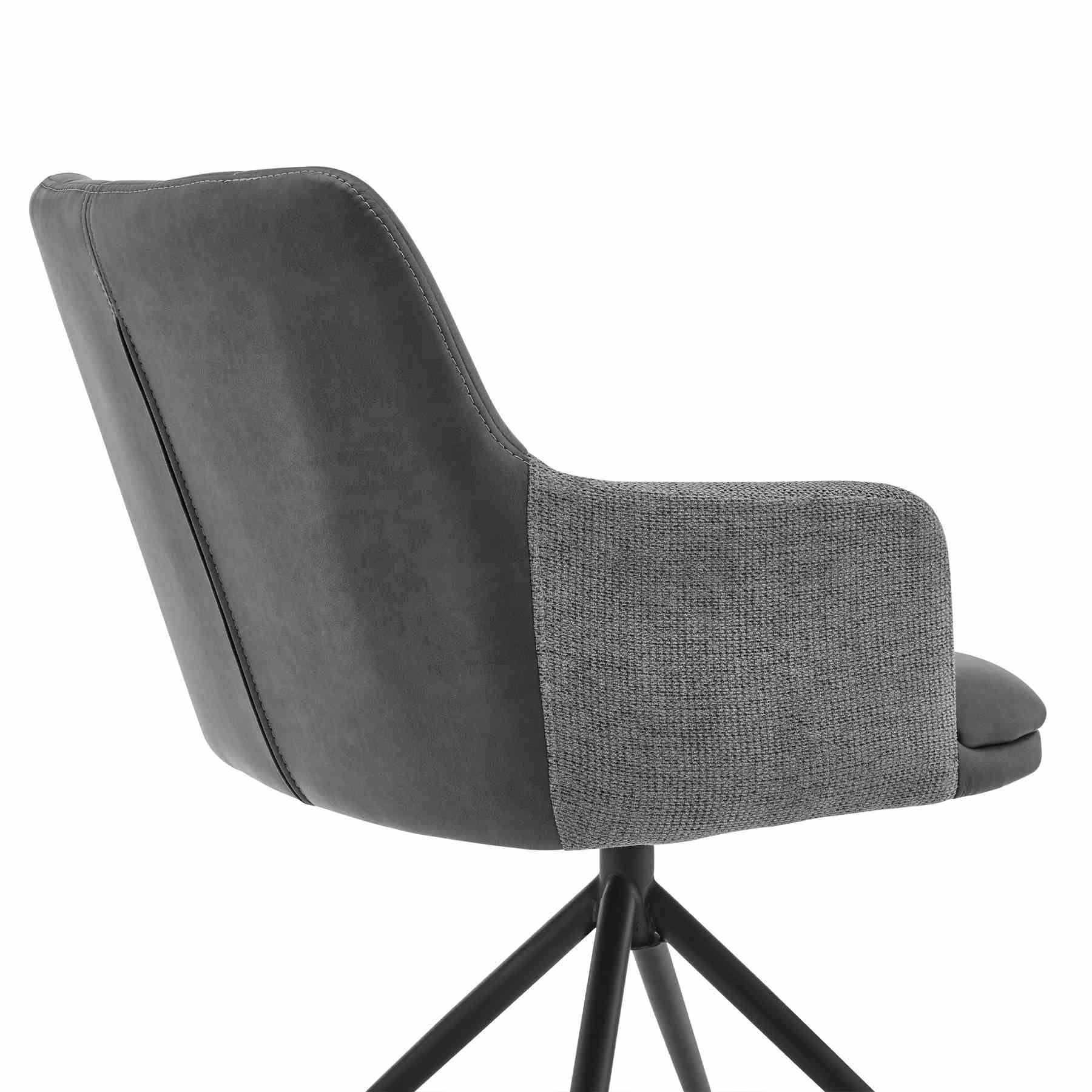 Simone Modern Faux Leather and Fabric Metal Swivel Dining Room Chairs - Set of 2 - Image 5