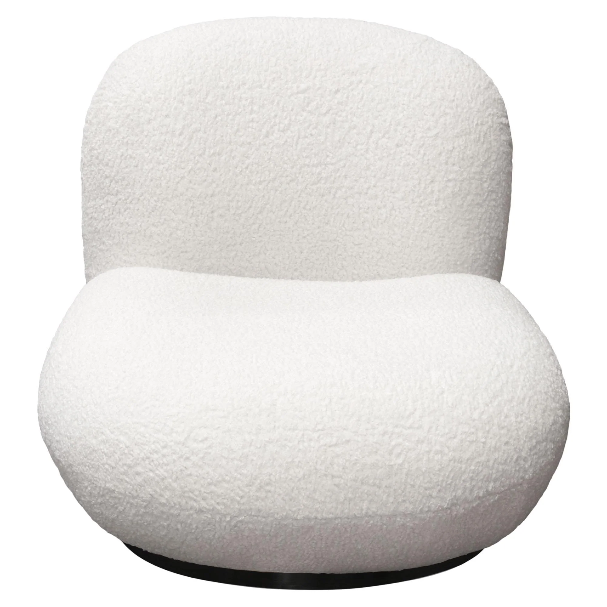 Simone Swivel Accent Chair in White Faux Sheepskin Fabric by Diamond Sofa - Image 2