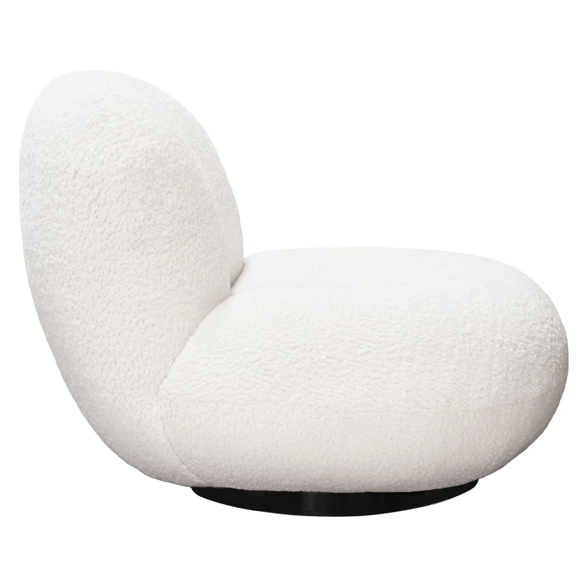Simone Swivel Accent Chair in White Faux Sheepskin Fabric by Diamond Sofa - Image 5