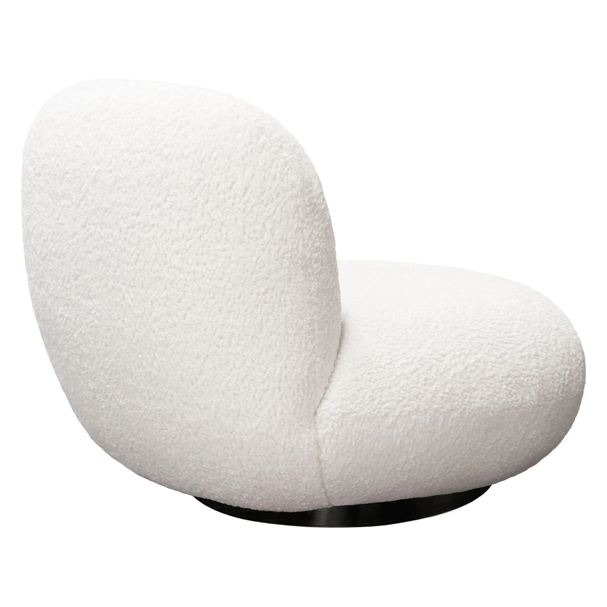 Simone Swivel Accent Chair in White Faux Sheepskin Fabric by Diamond Sofa - Image 6