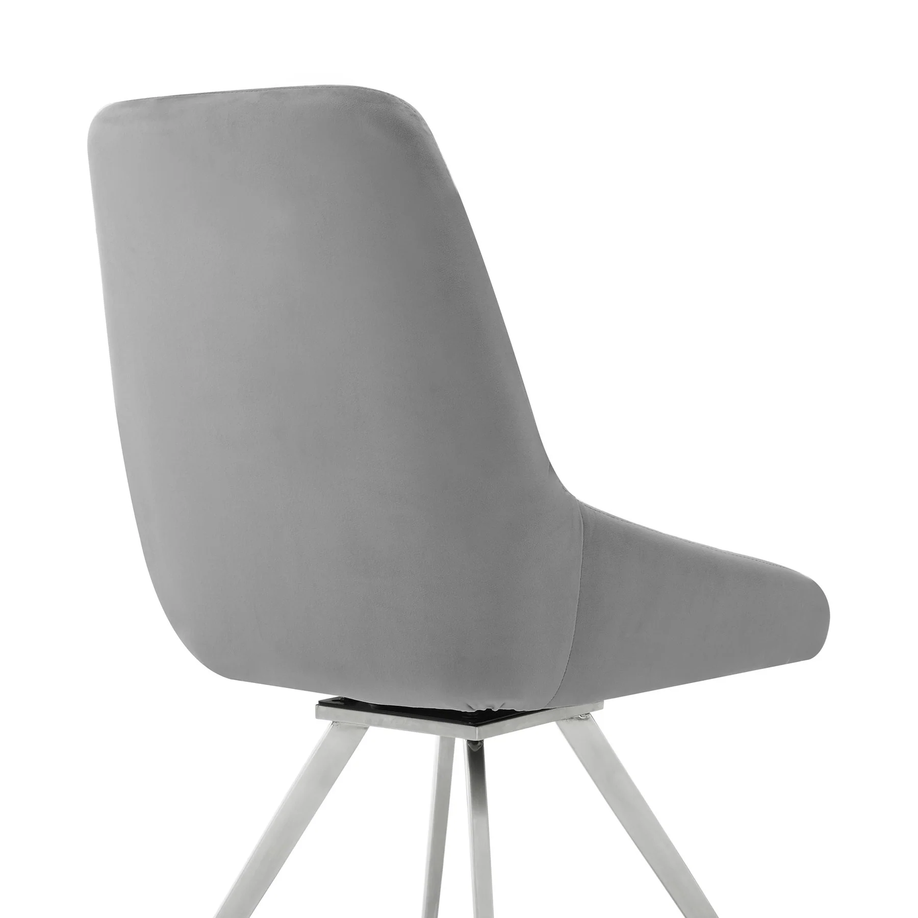 Skye Swivel Gray Velvet and Brushed Stainless Steel Dining Room Chairs - Set of 2 - Image 5