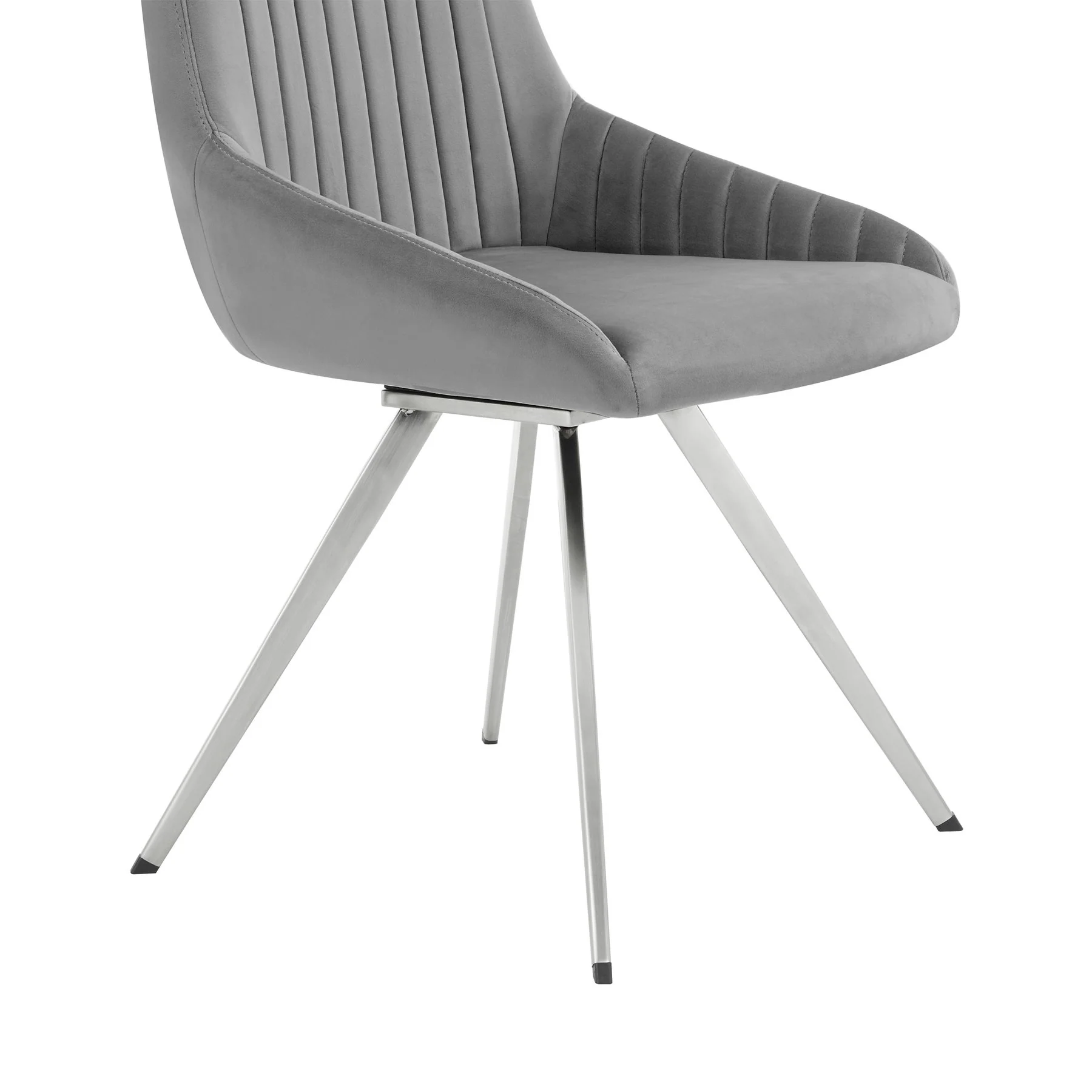 Skye Swivel Gray Velvet and Brushed Stainless Steel Dining Room Chairs - Set of 2 - Image 6