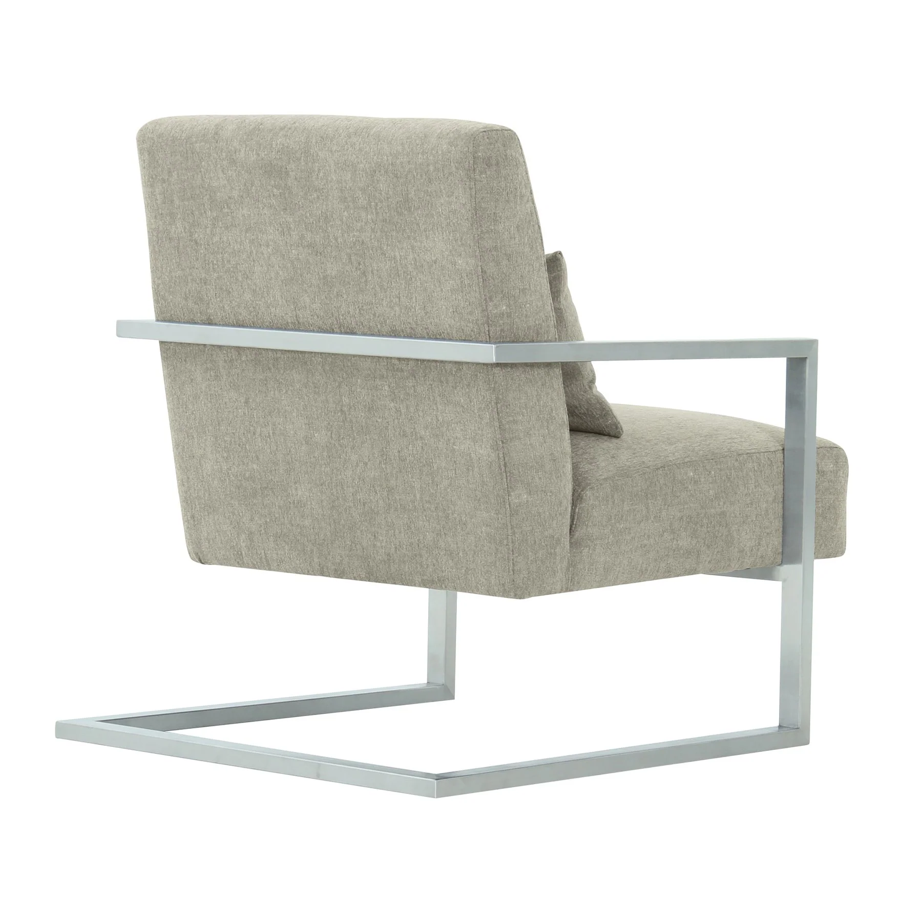Skyline Modern Accent Chair In Gray Linen and Steel Legs - Image 3