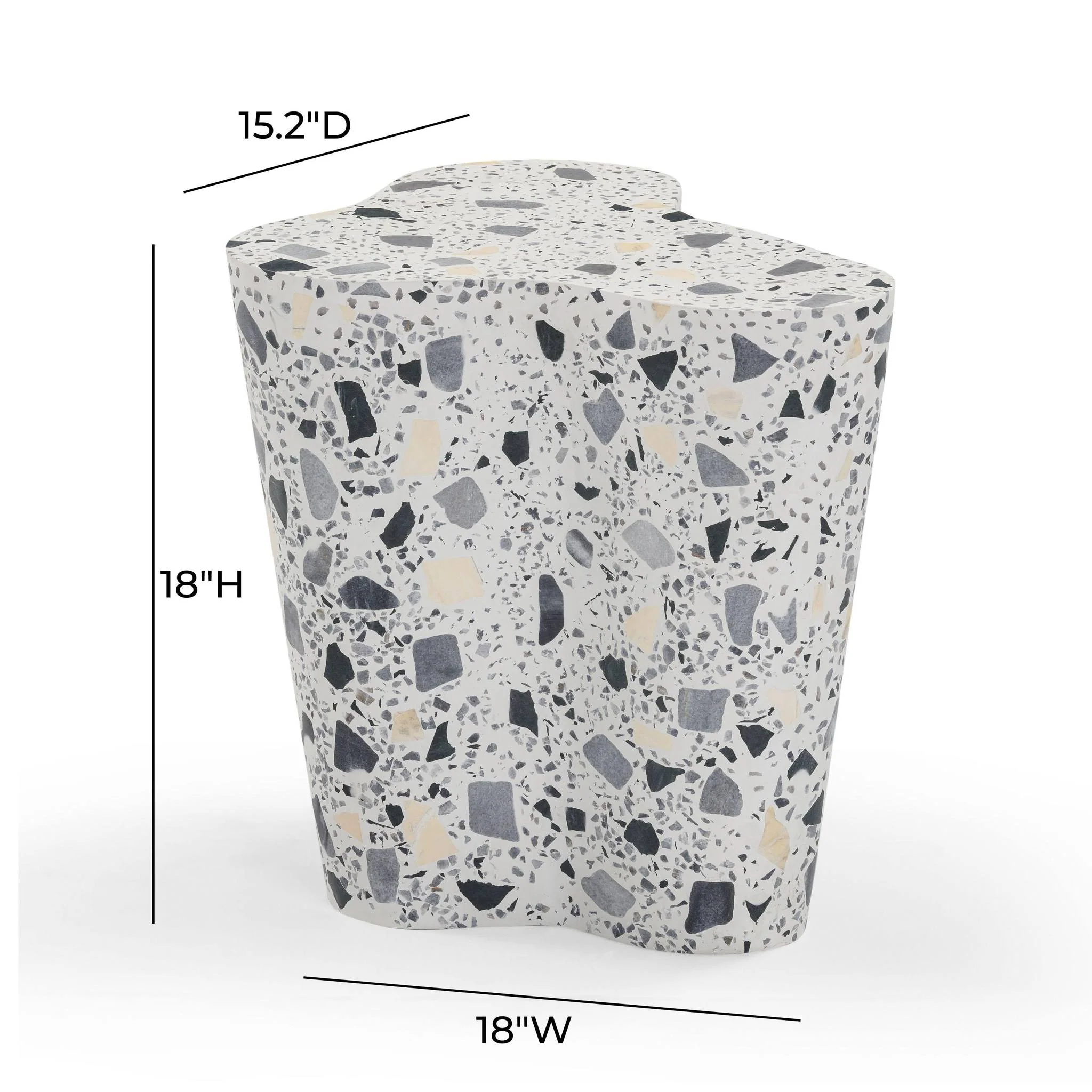 Slab Black & White Riverbed Terrazzo Indoor/Outdoor Side Table - Image 10