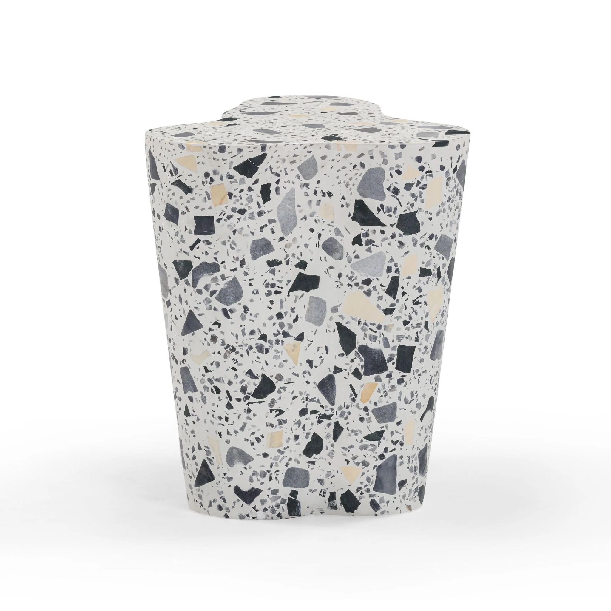 Slab Black & White Riverbed Terrazzo Indoor/Outdoor Side Table - Image 5