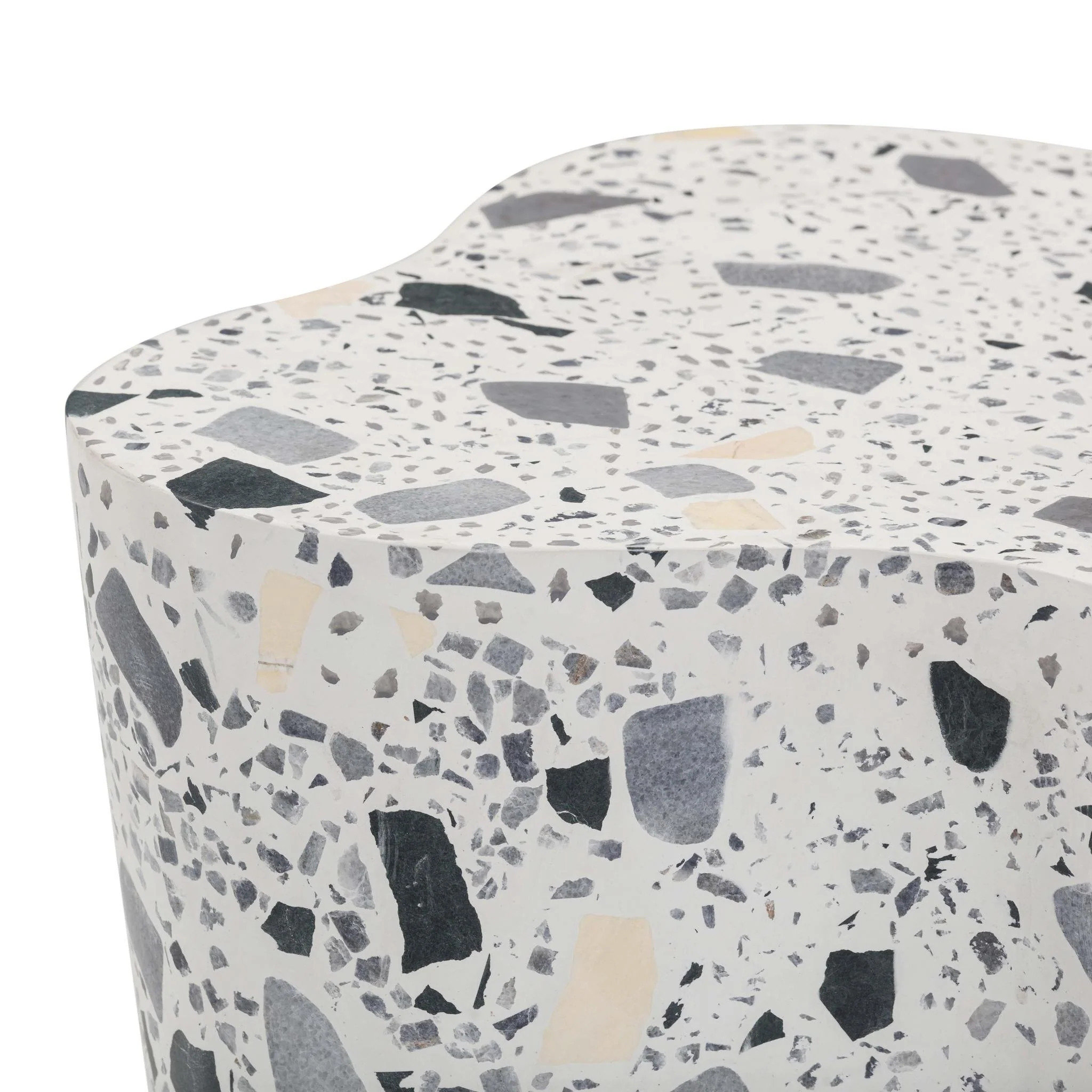 Slab Black & White Riverbed Terrazzo Indoor/Outdoor Side Table - Image 7