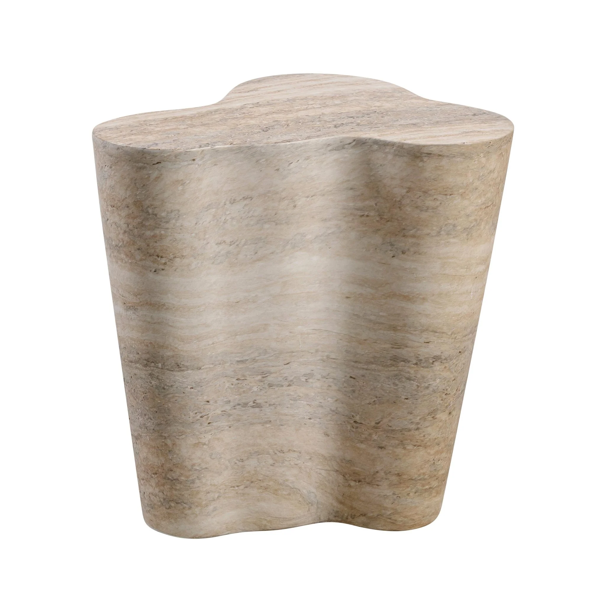 Slab Faux Travertine Short Side Table - Image 3
