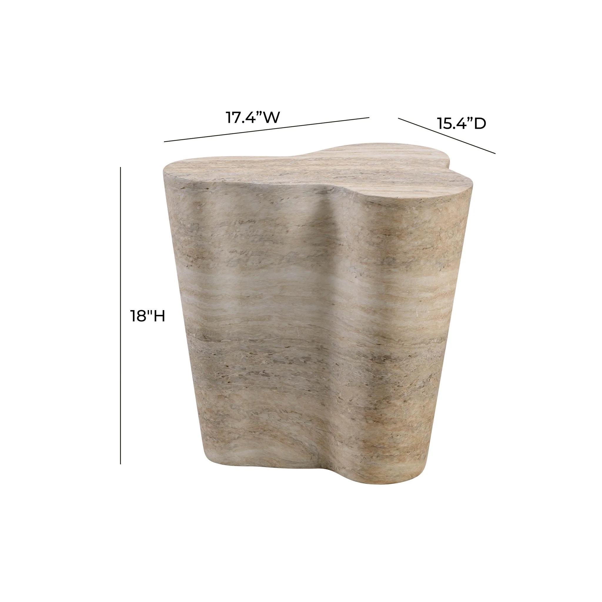 Slab Faux Travertine Short Side Table - Image 6