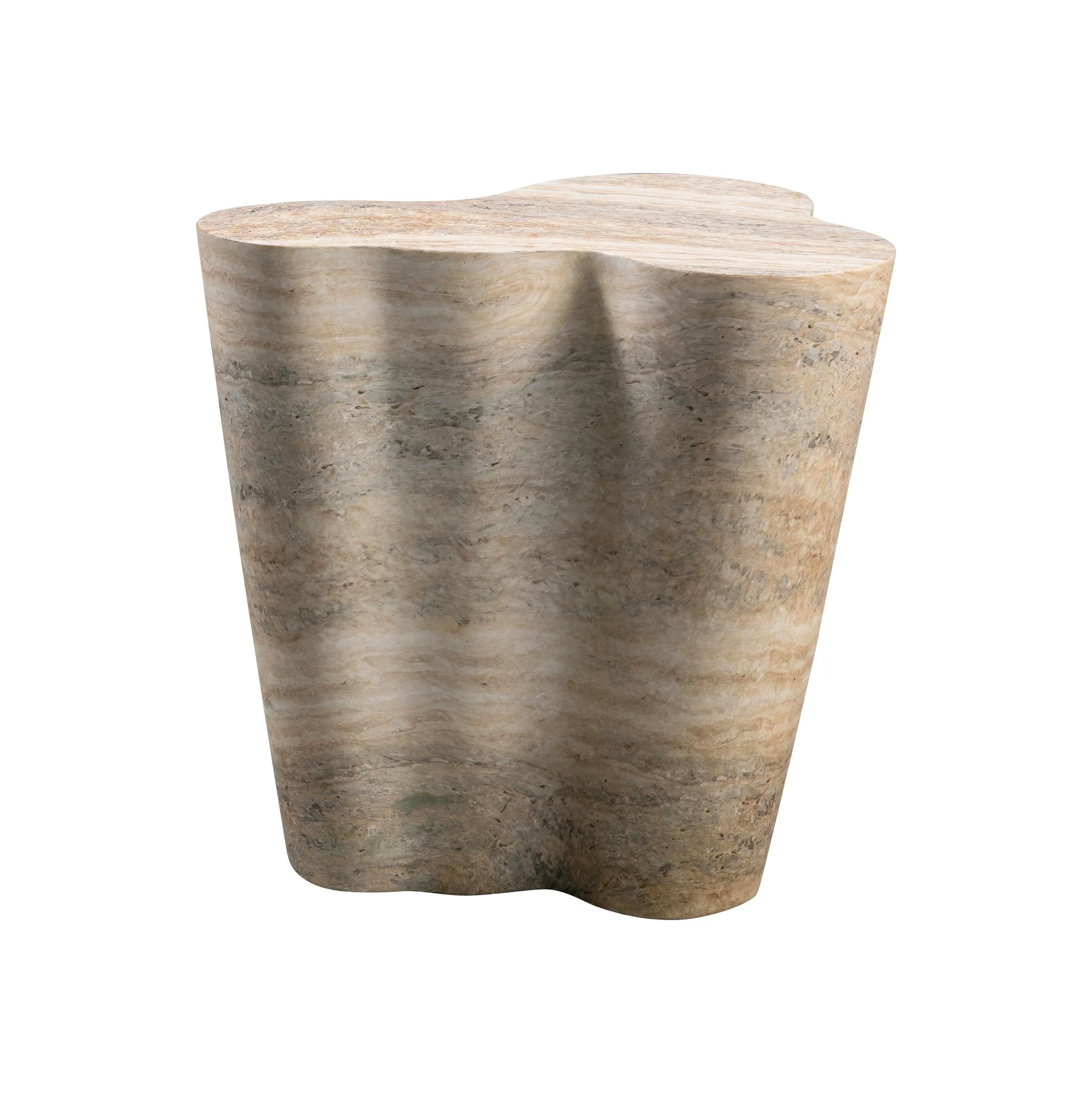 Slab Faux Travertine Tall Side Table - Image 3