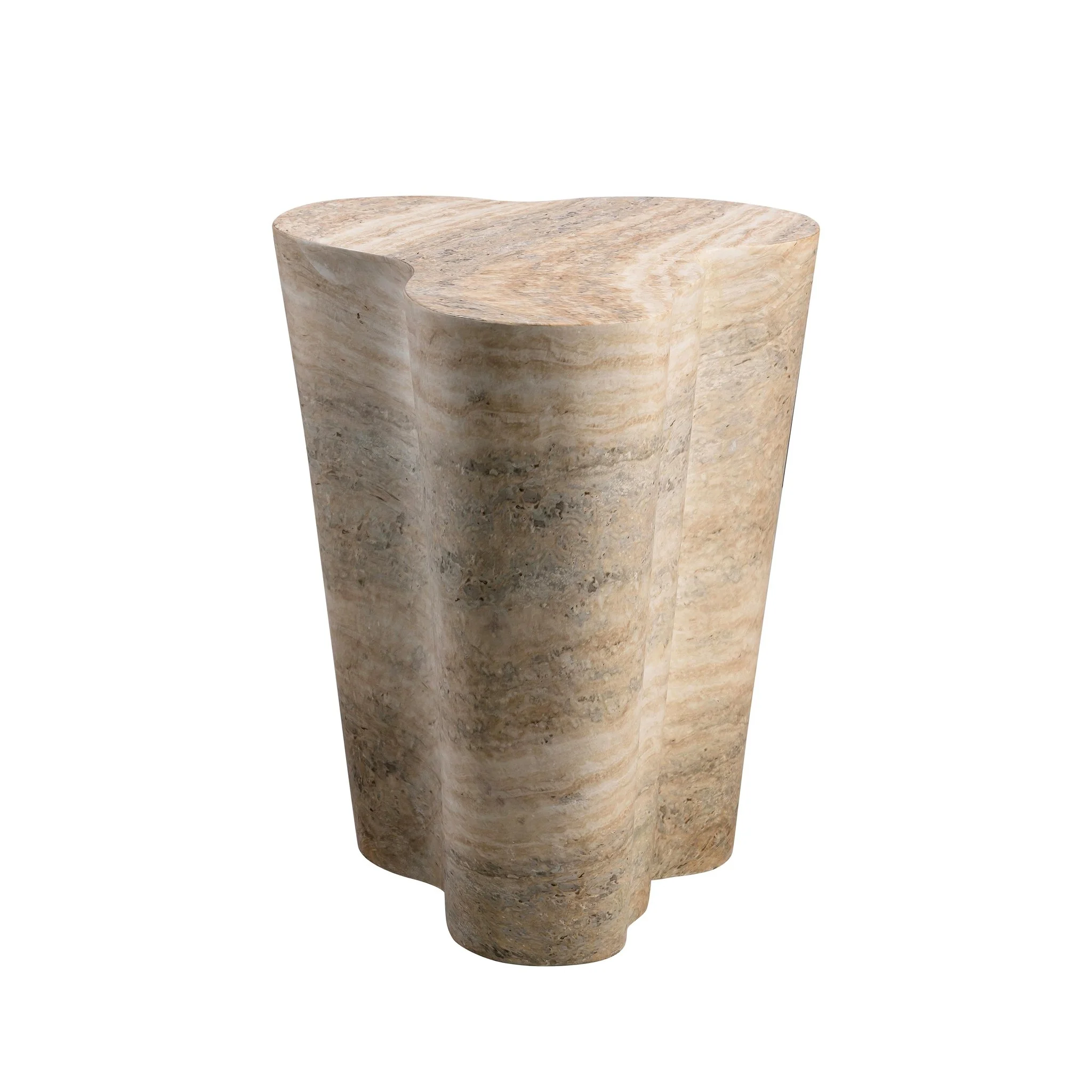 Slab Faux Travertine Tall Side Table - Image 4