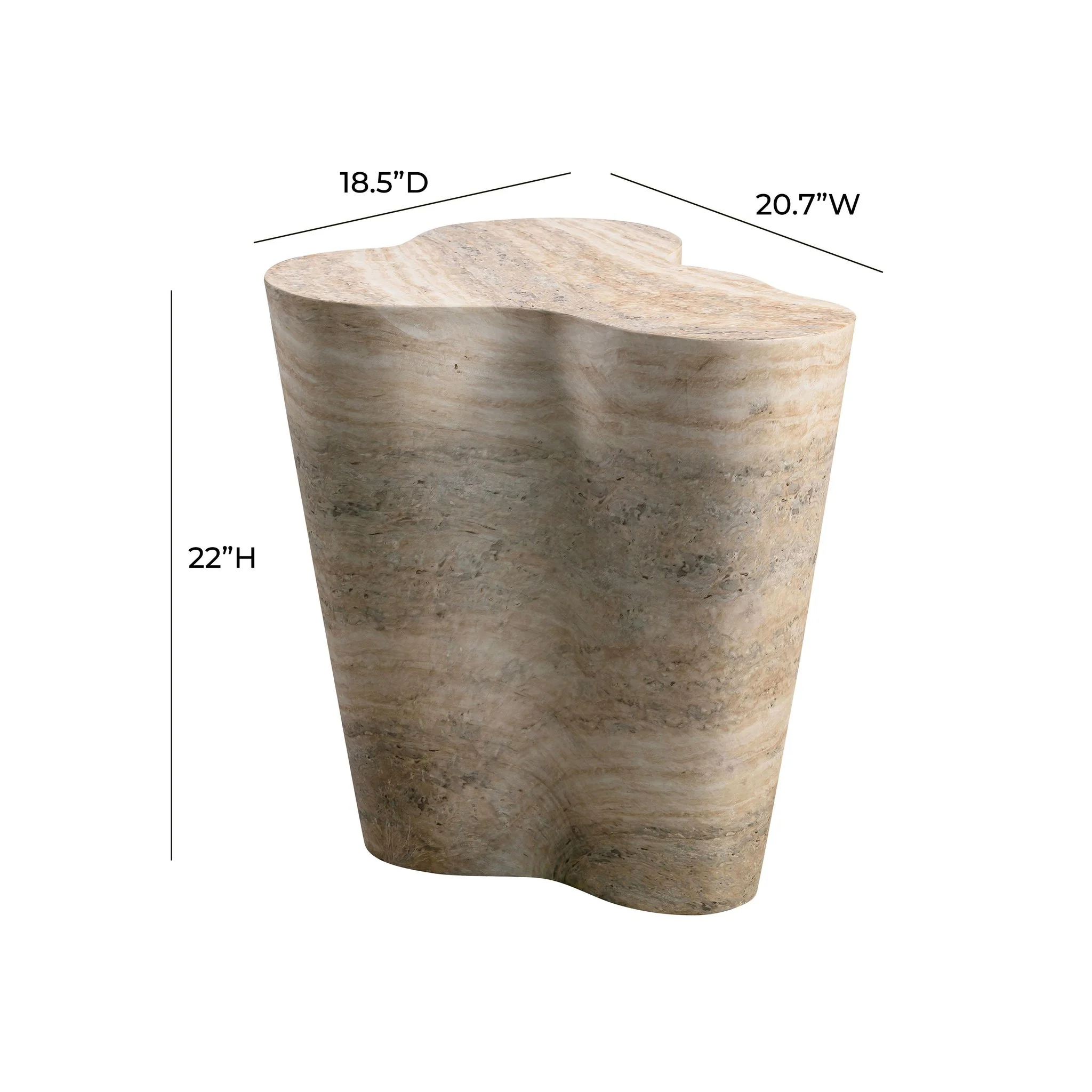 Slab Faux Travertine Tall Side Table - Image 7