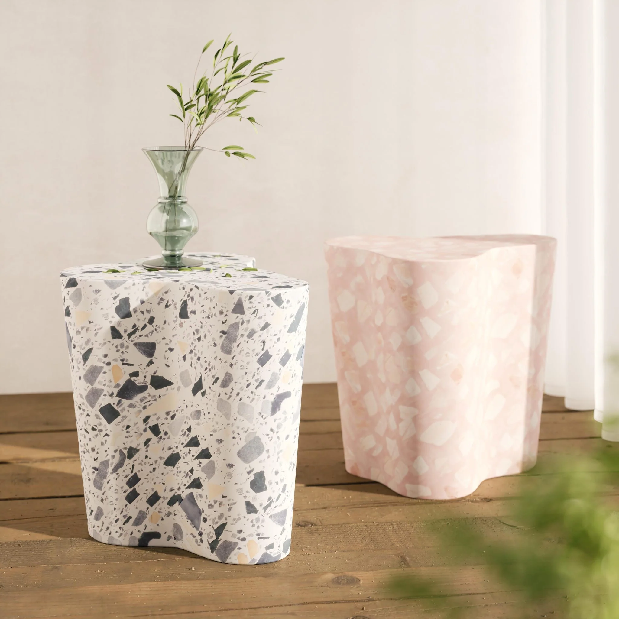 Slab Sunset Pink Terrazzo Indoor/Outdoor Side Table - Image 2