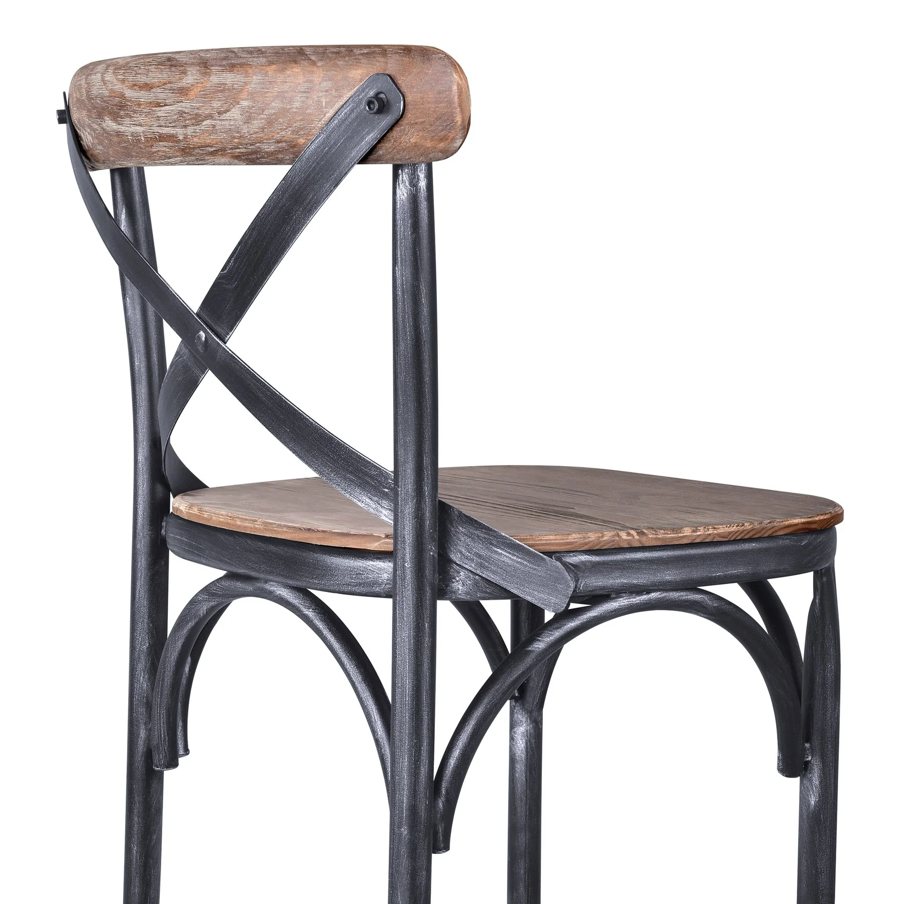 Sloan 26” Industrial Gray and Pine Wood X-Back Counter Height Counter Stool - Image 2