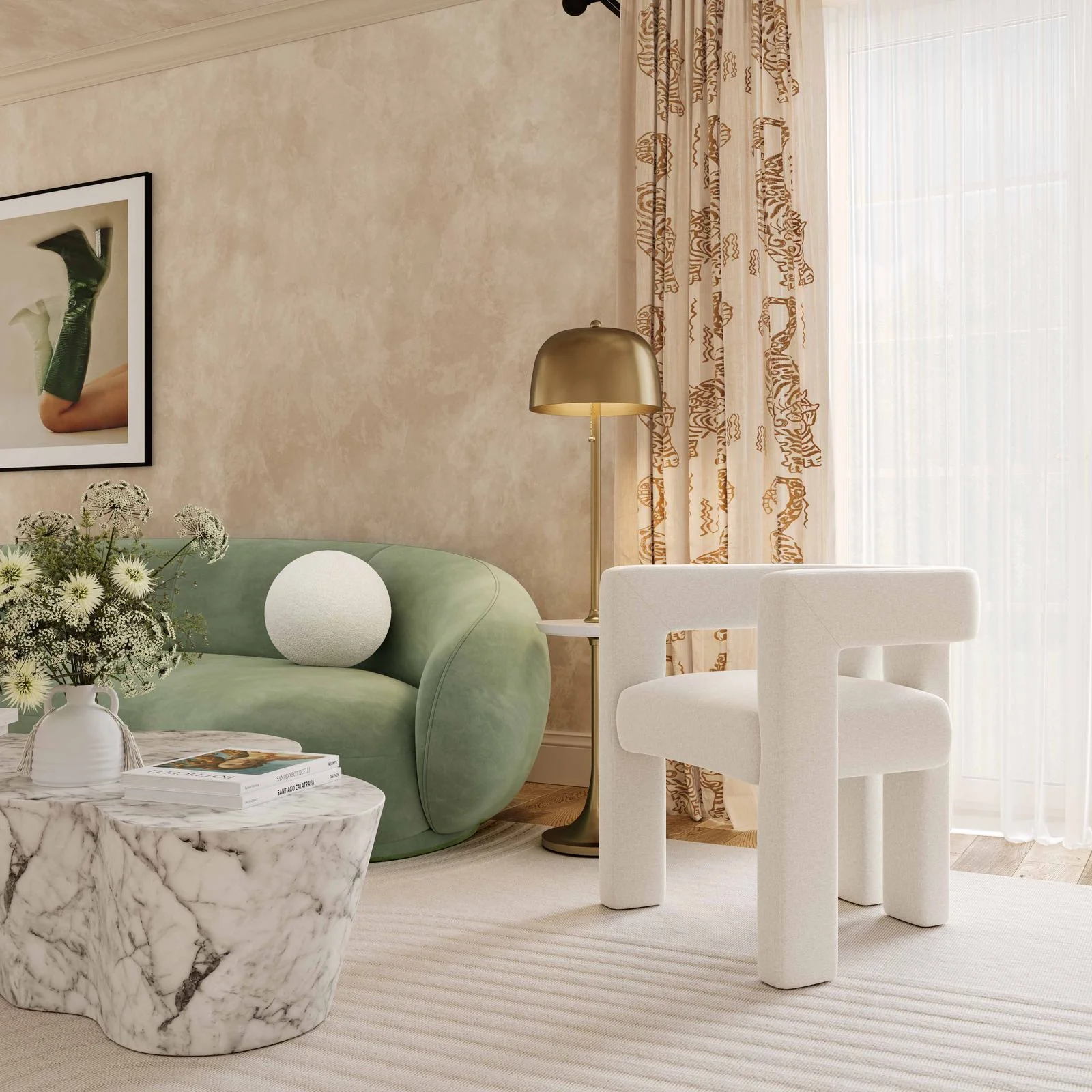 Sloane Bone White Recycled Fabric Chair - Image 2