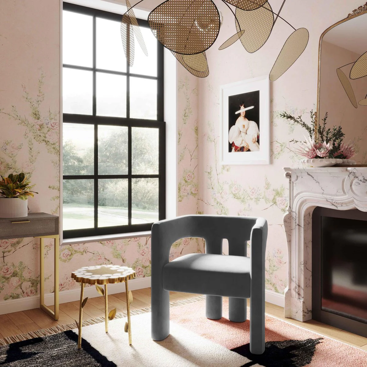 Sloane Dark Grey Velvet Chair - Image 6