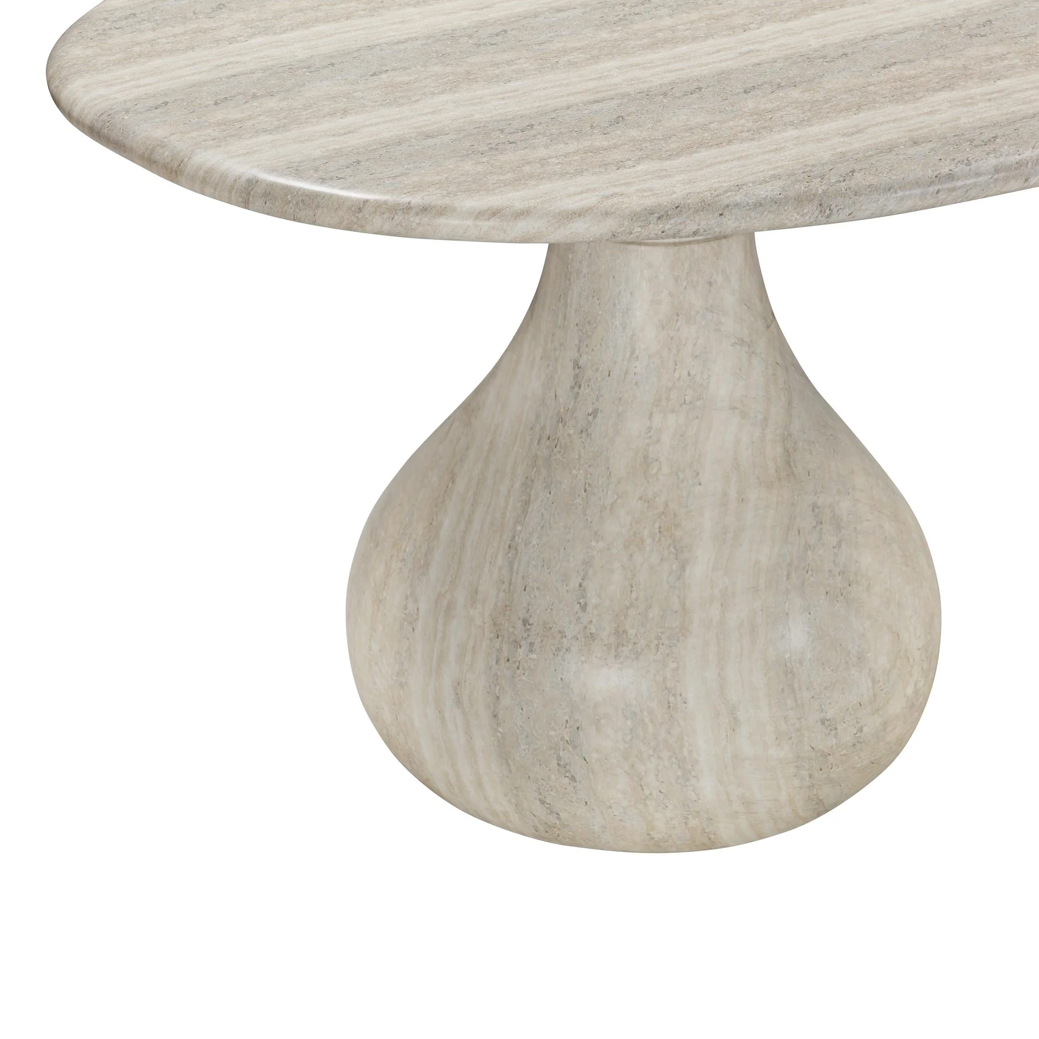 Smooch Faux Travertine Indoor / Outdoor Pedestal Dining Table - Image 4