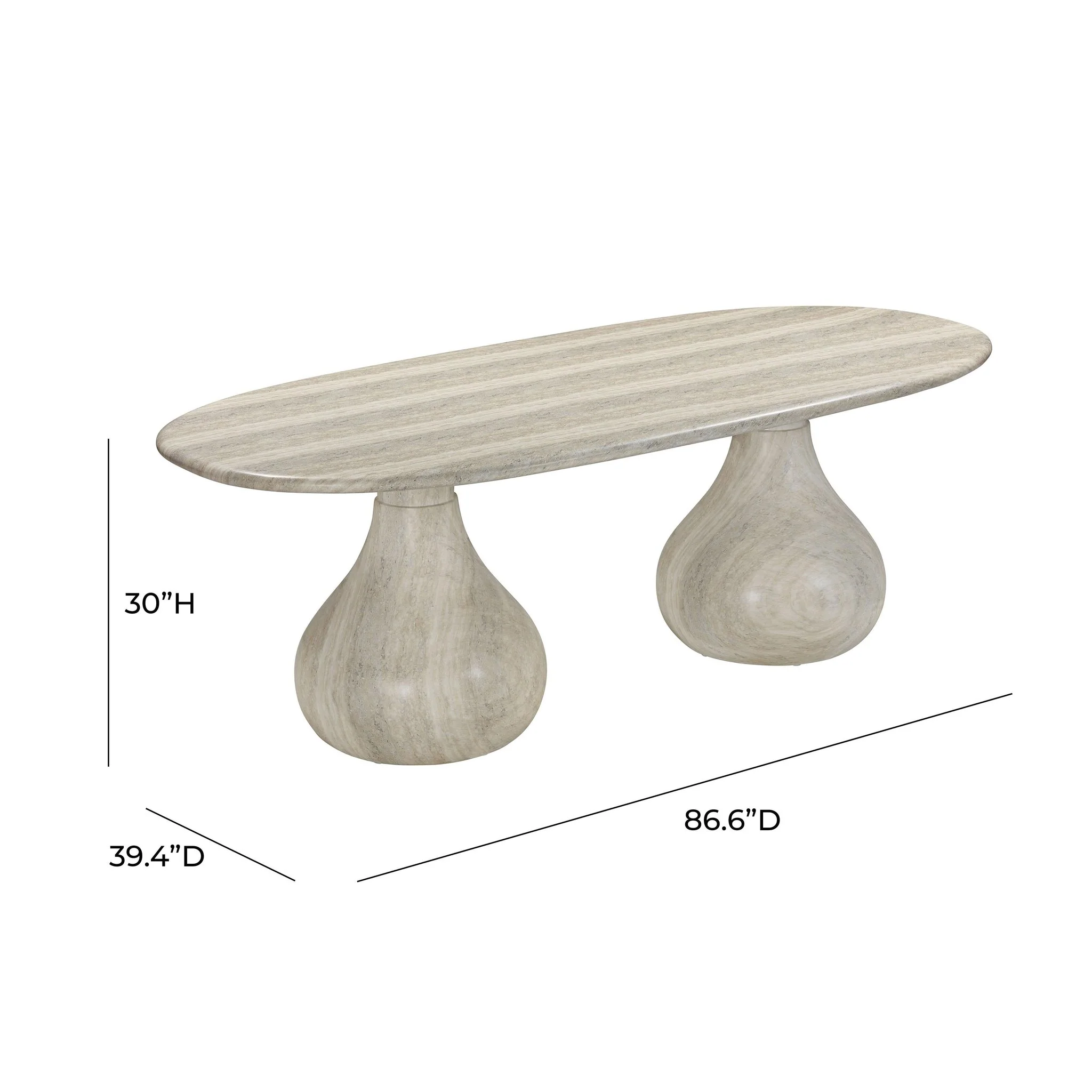 Smooch Faux Travertine Indoor / Outdoor Pedestal Dining Table - Image 7