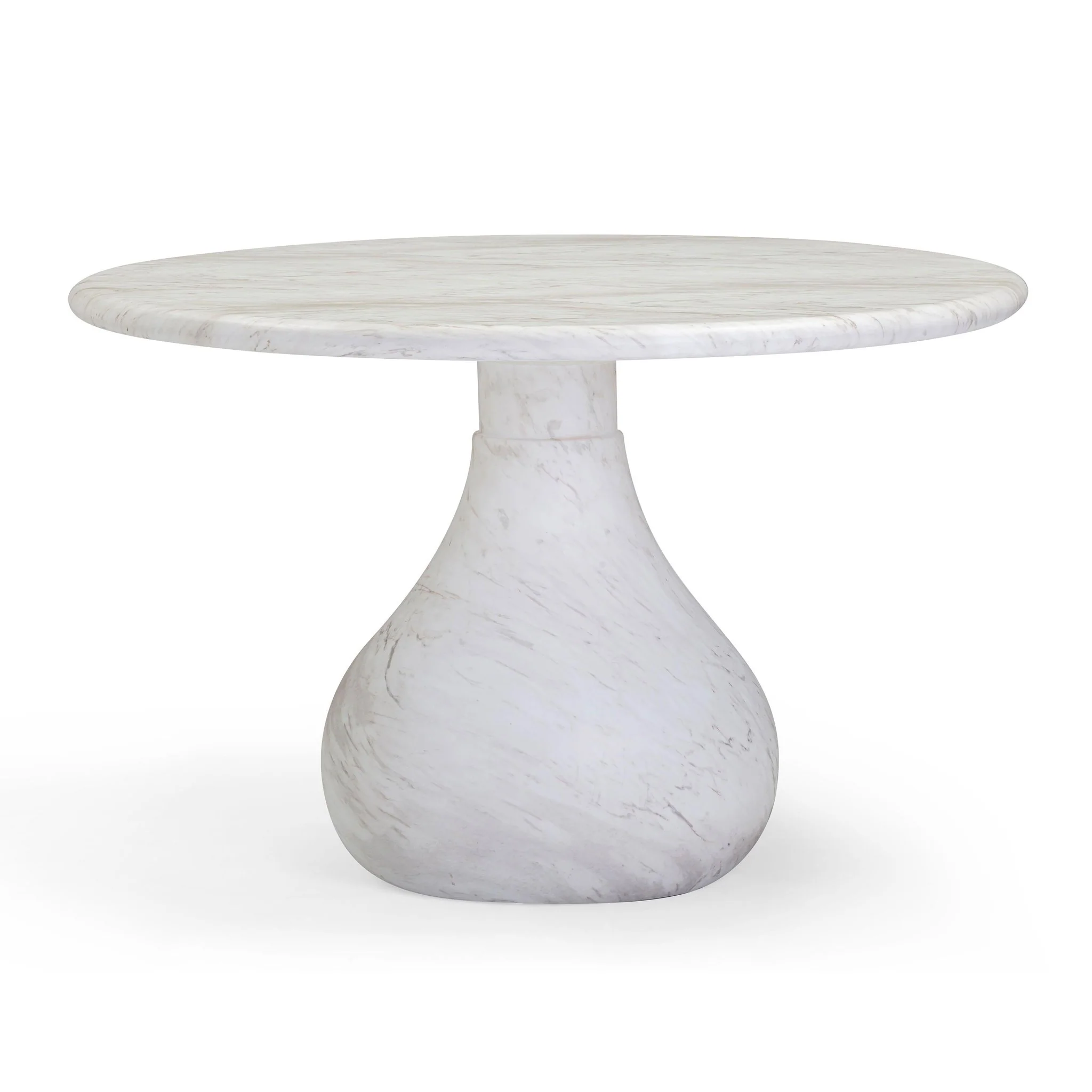 Smooch White Faux Marble Print Indoor / Outdoor 47" Round Dining Table - Image 3