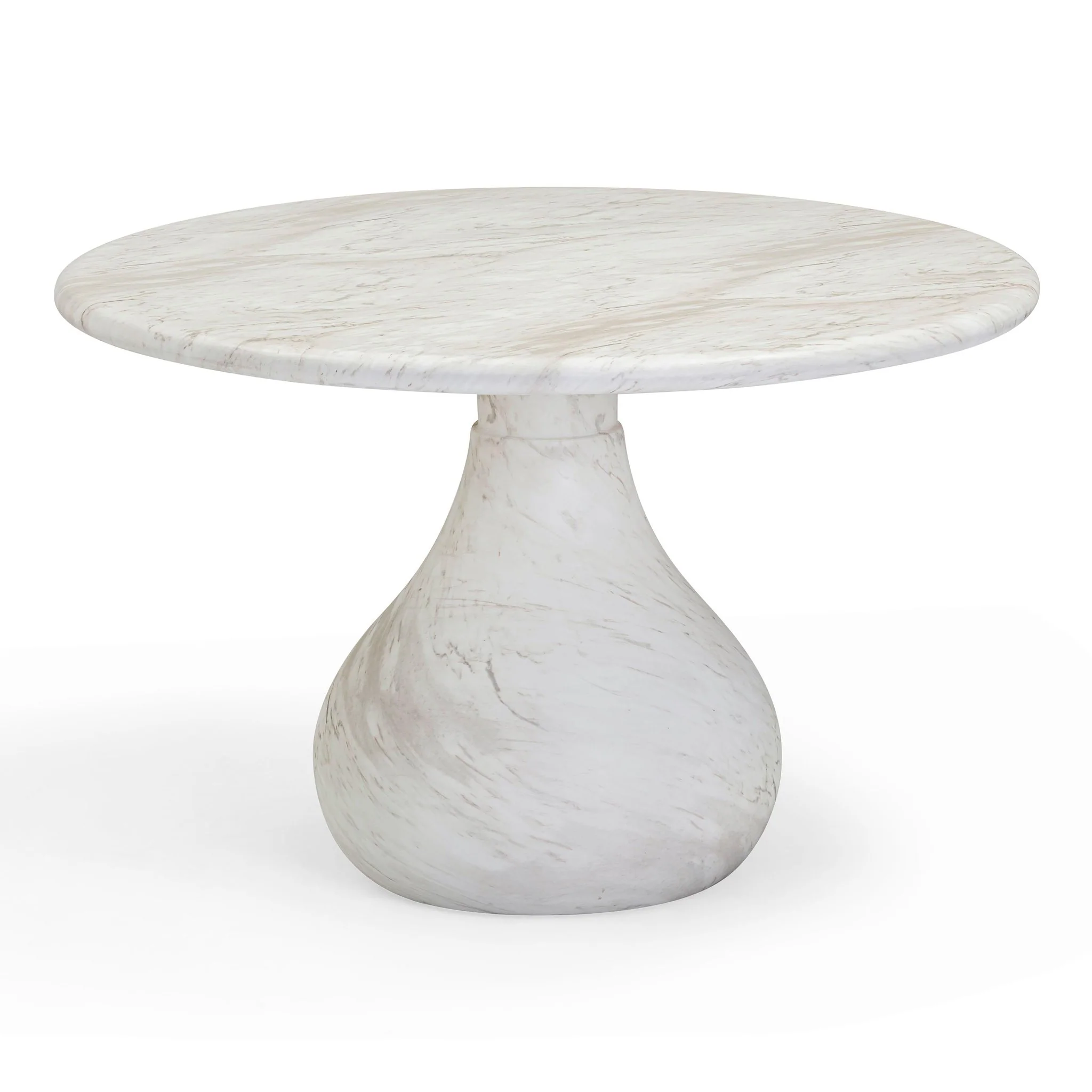 Smooch White Faux Marble Print Indoor / Outdoor 47" Round Dining Table - Image 4
