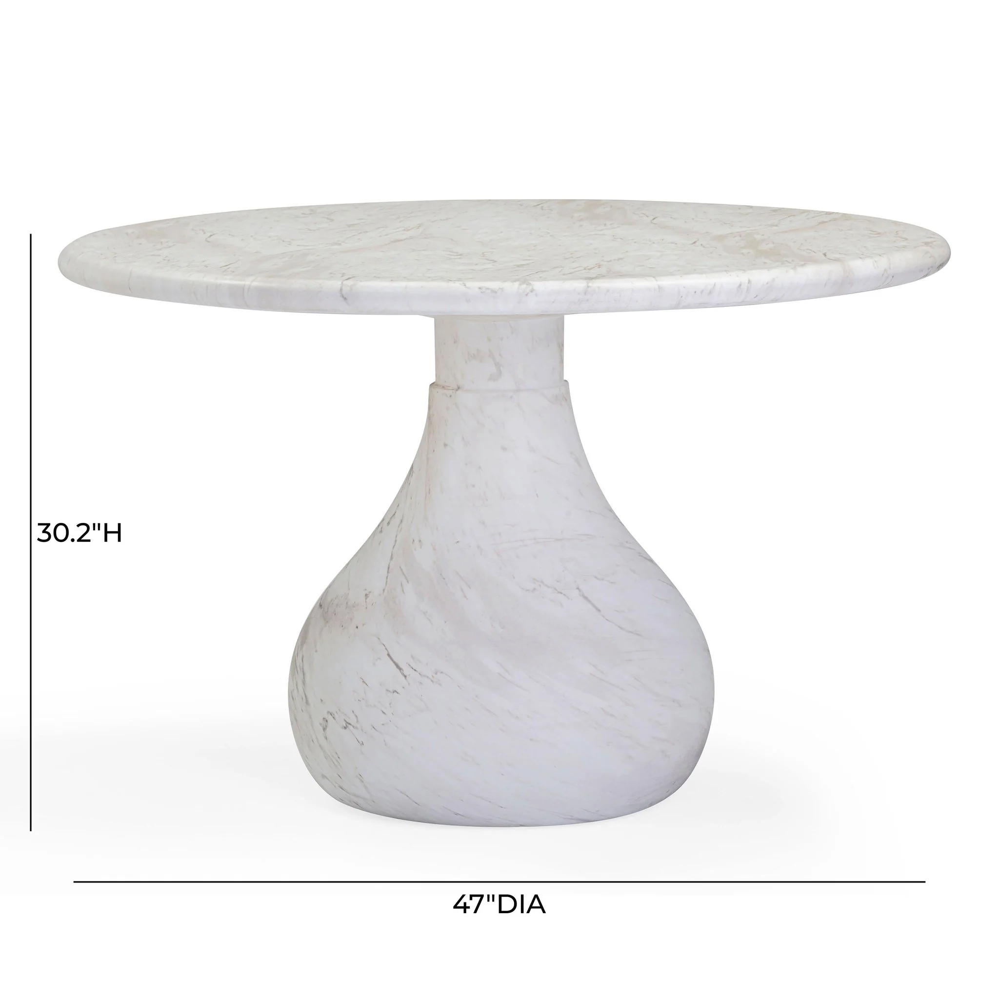 Smooch White Faux Marble Print Indoor / Outdoor 47" Round Dining Table - Image 7