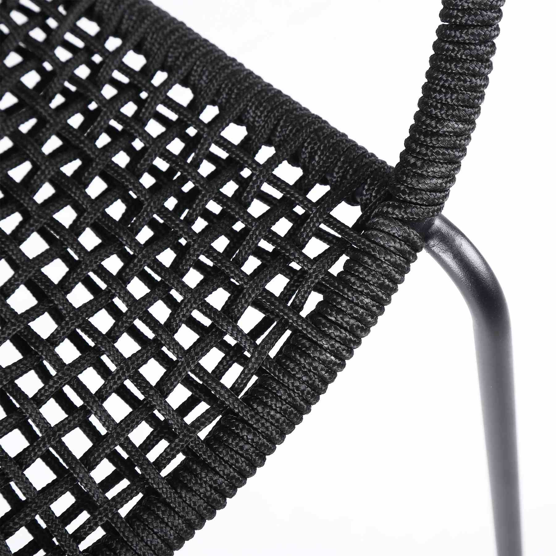 Snack Indoor Outdoor Stackable Steel Dining Chair with Black Rope - Set of 2 - Image 7