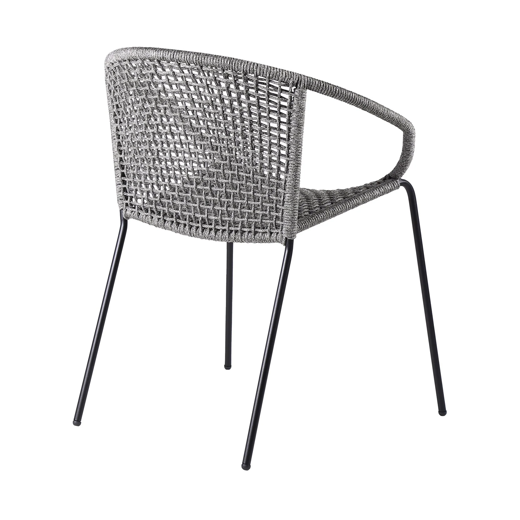 Snack Indoor Outdoor Stackable Steel Dining Chair with Gray Rope - Set of 2 - Image 3