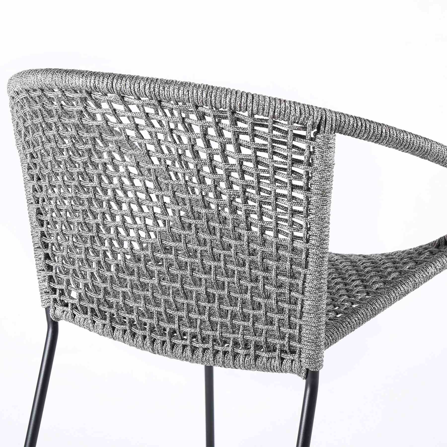Snack Indoor Outdoor Stackable Steel Dining Chair with Gray Rope - Set of 2 - Image 6