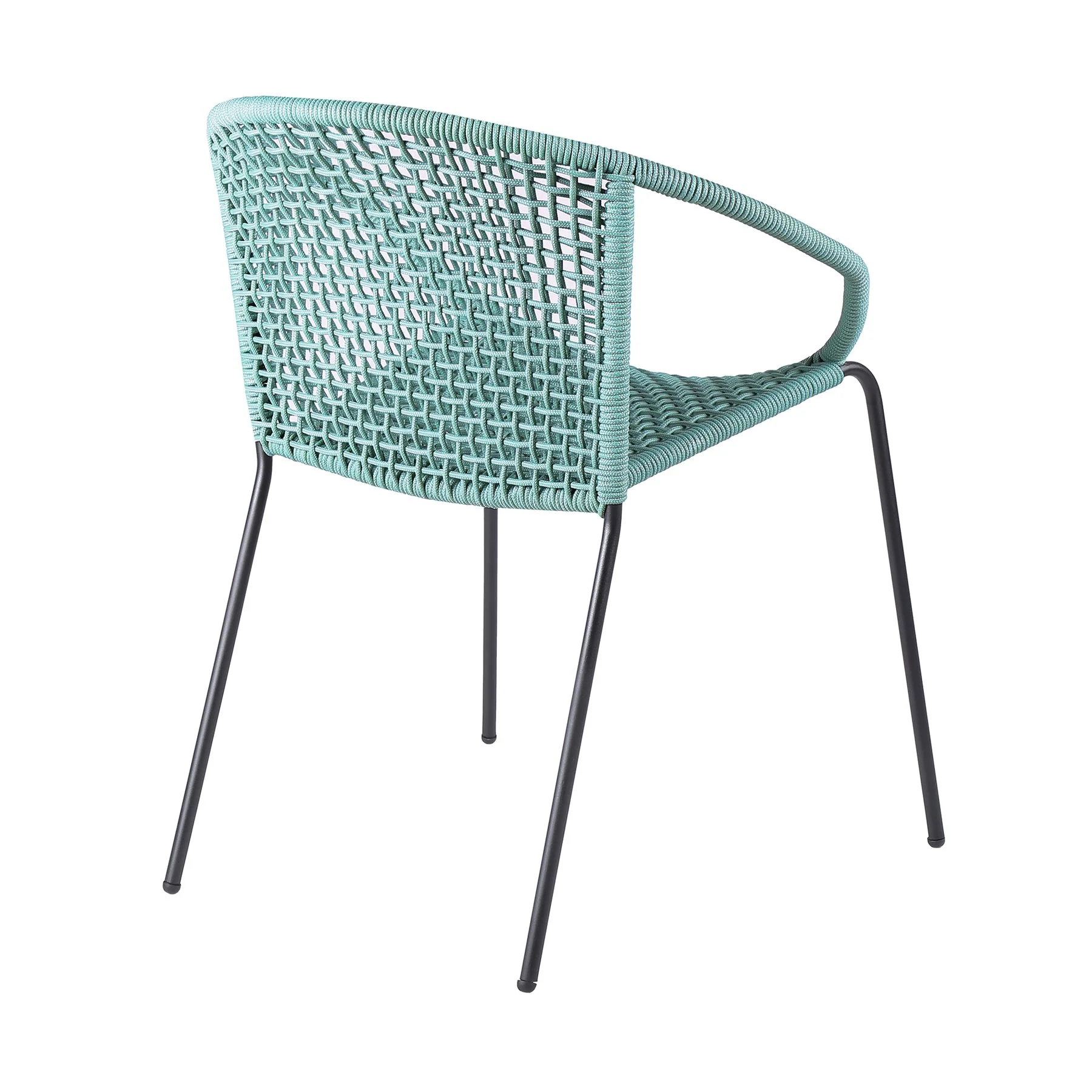 Snack Indoor Outdoor Stackable Steel Dining Chair with Wasabi Rope - Set of 2 - Image 3