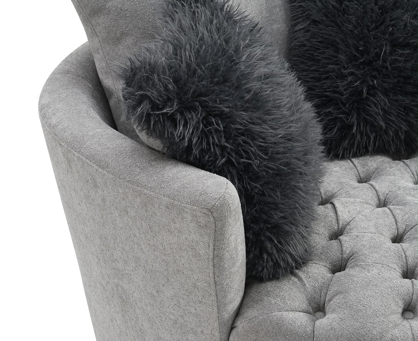 Sofi Swivel Chair, Button Tufted, Light Gray - Image 9