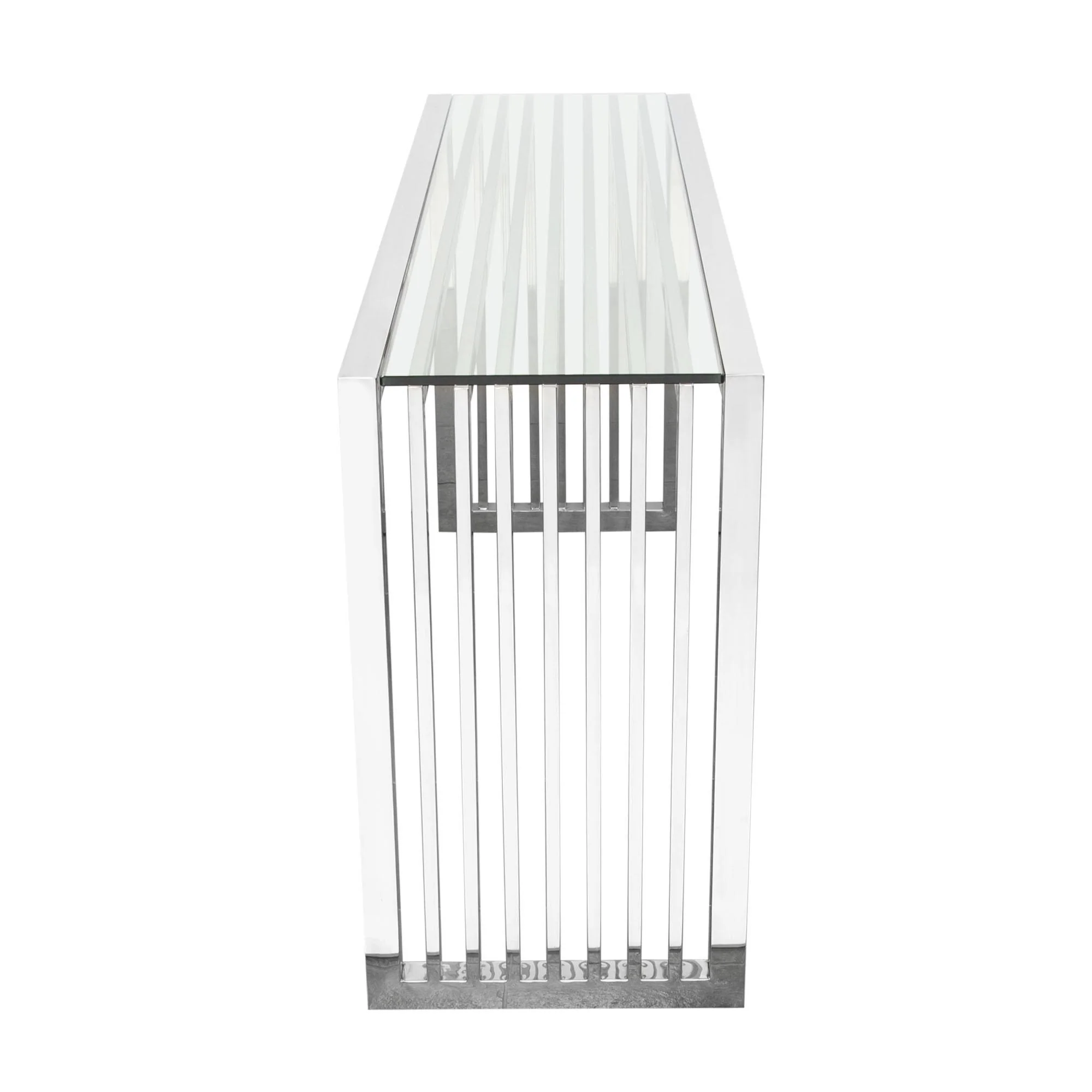 SOHO Rectangular Stainless Steel Console Table w/ Clear, Tempered Glass Top by Diamond Sofa - Image 3