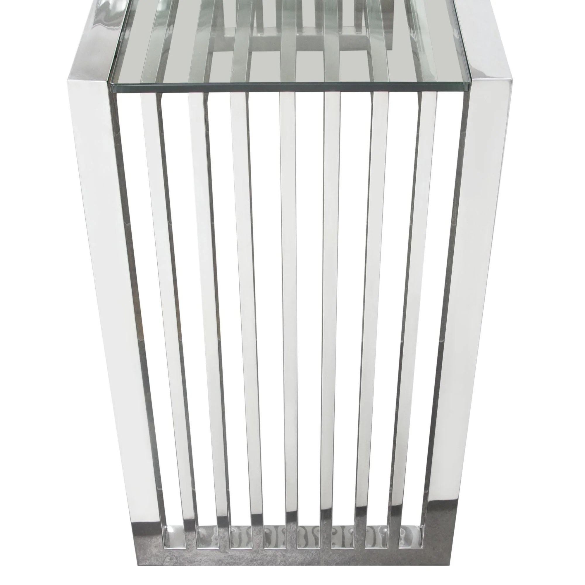 SOHO Rectangular Stainless Steel Console Table w/ Clear, Tempered Glass Top by Diamond Sofa - Image 7