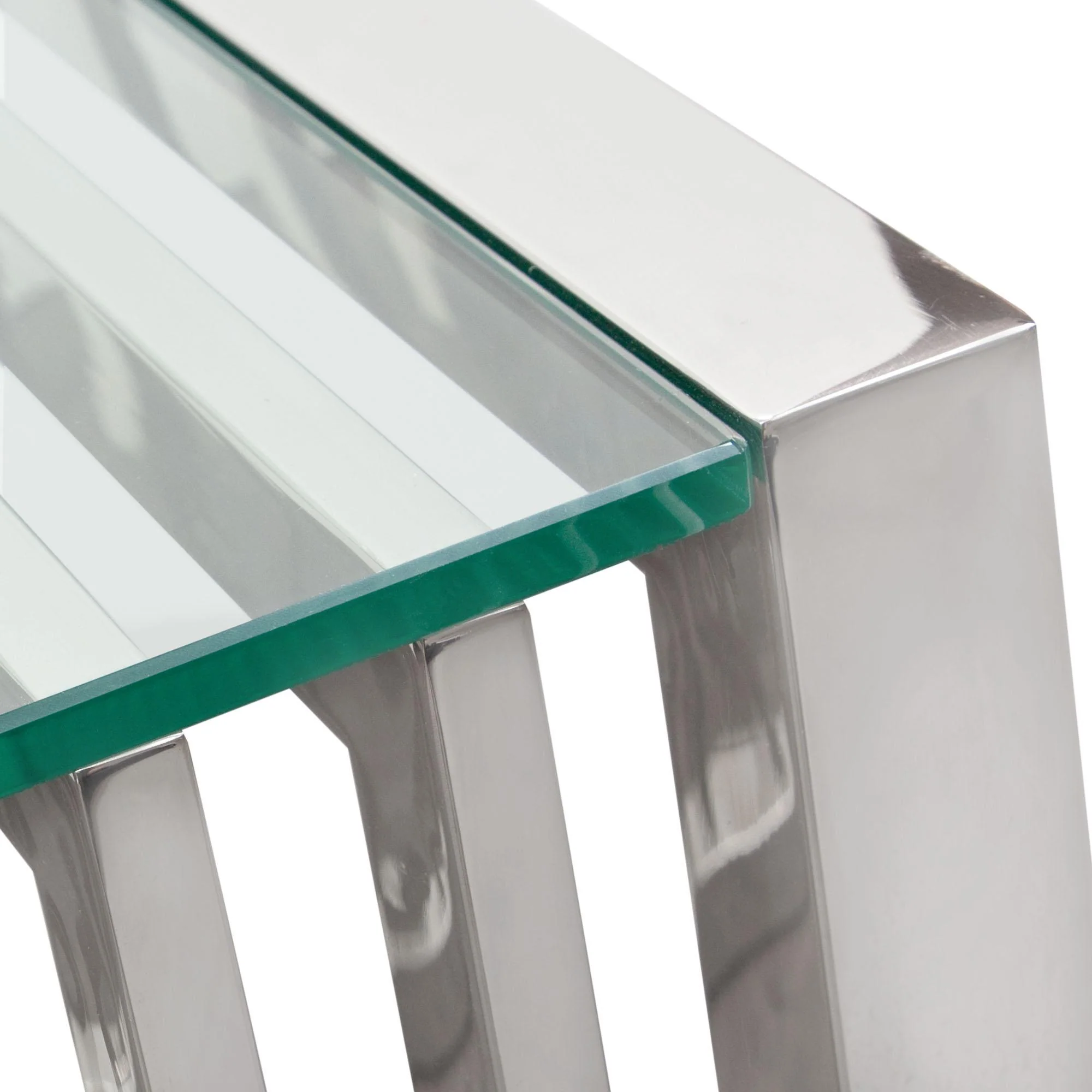 SOHO Rectangular Stainless Steel End Table w/ Clear, Tempered Glass Top by Diamond Sofa - Image 4
