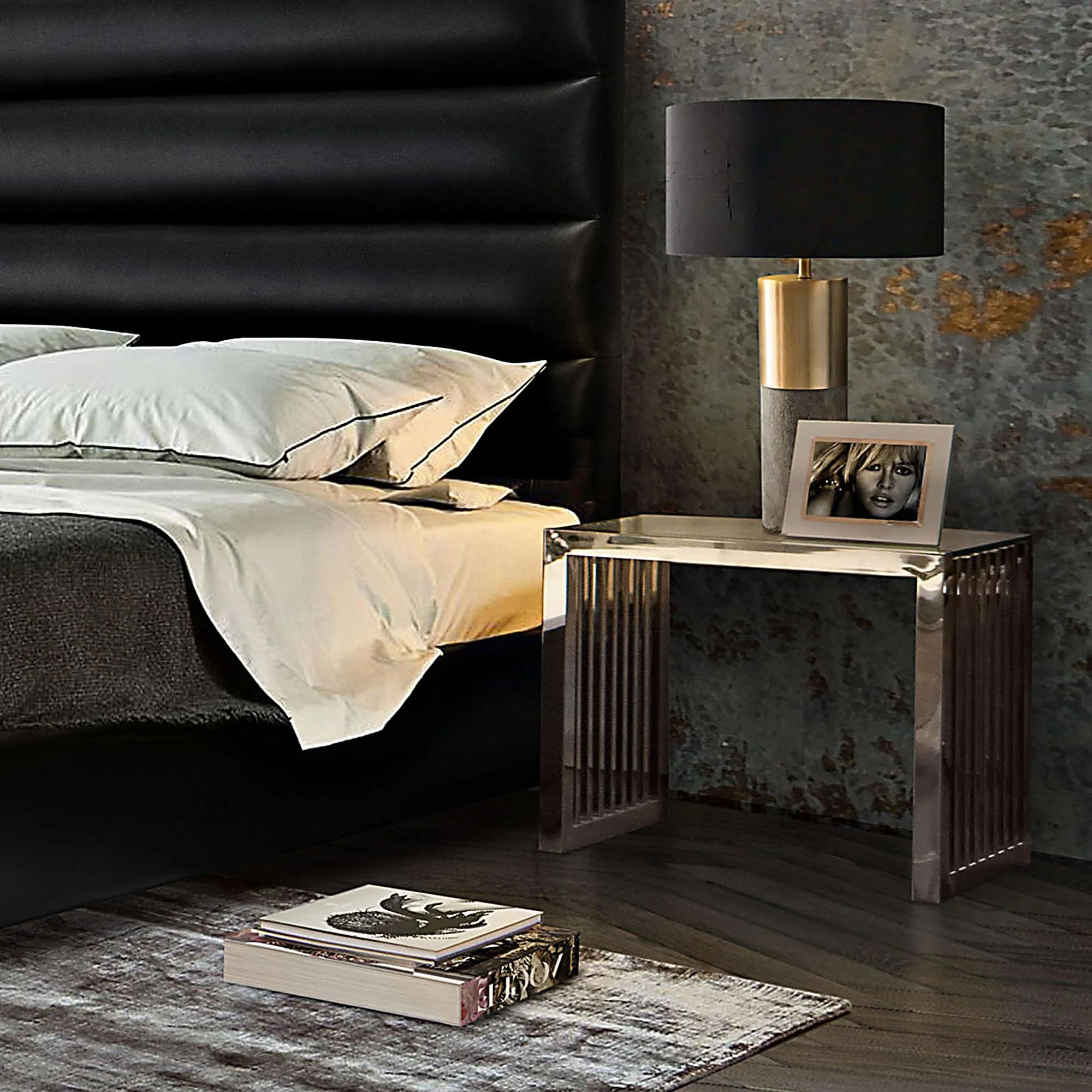 SOHO Rectangular Stainless Steel End Table w/ Clear, Tempered Glass Top by Diamond Sofa - Image 5