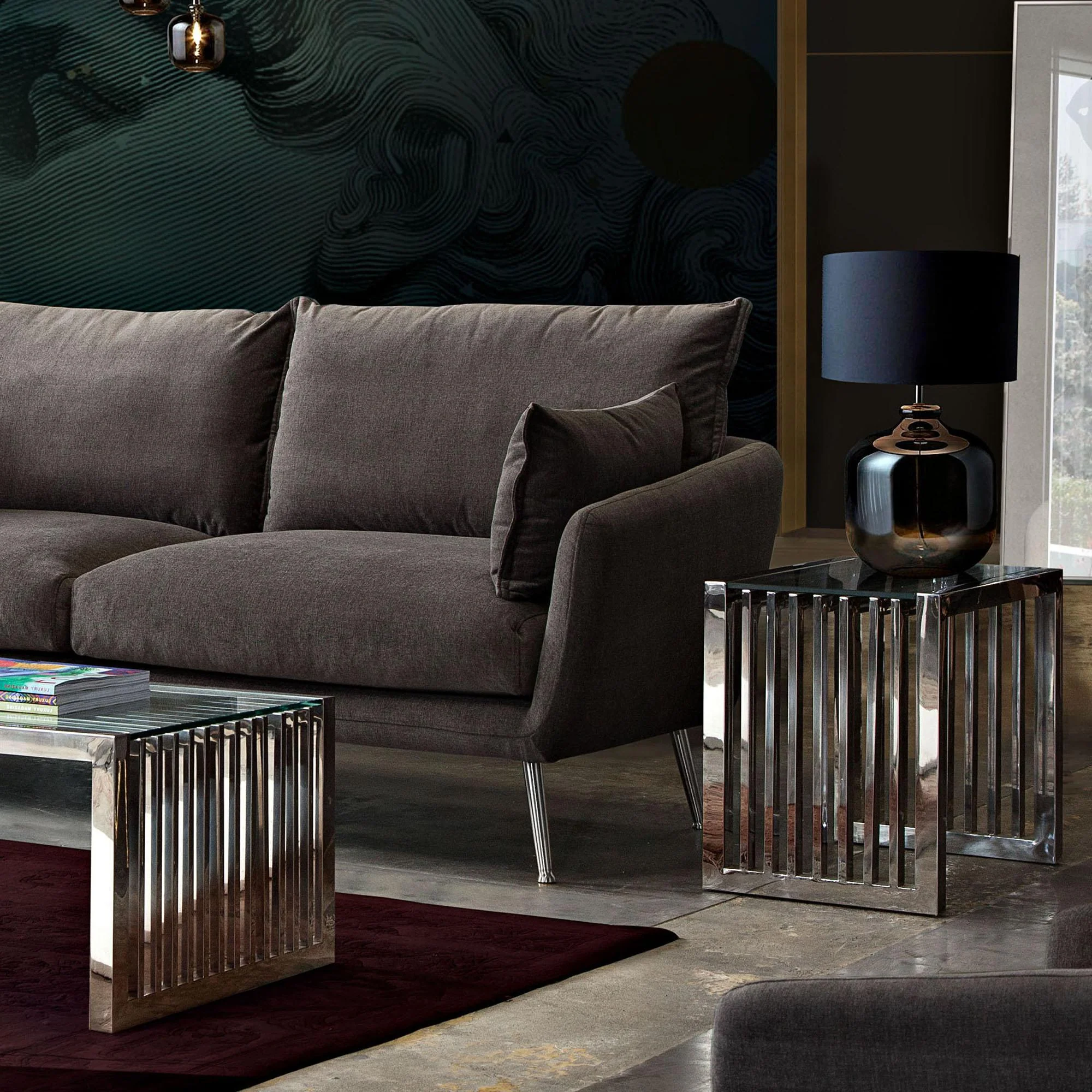SOHO Rectangular Stainless Steel End Table w/ Clear, Tempered Glass Top by Diamond Sofa - Image 6