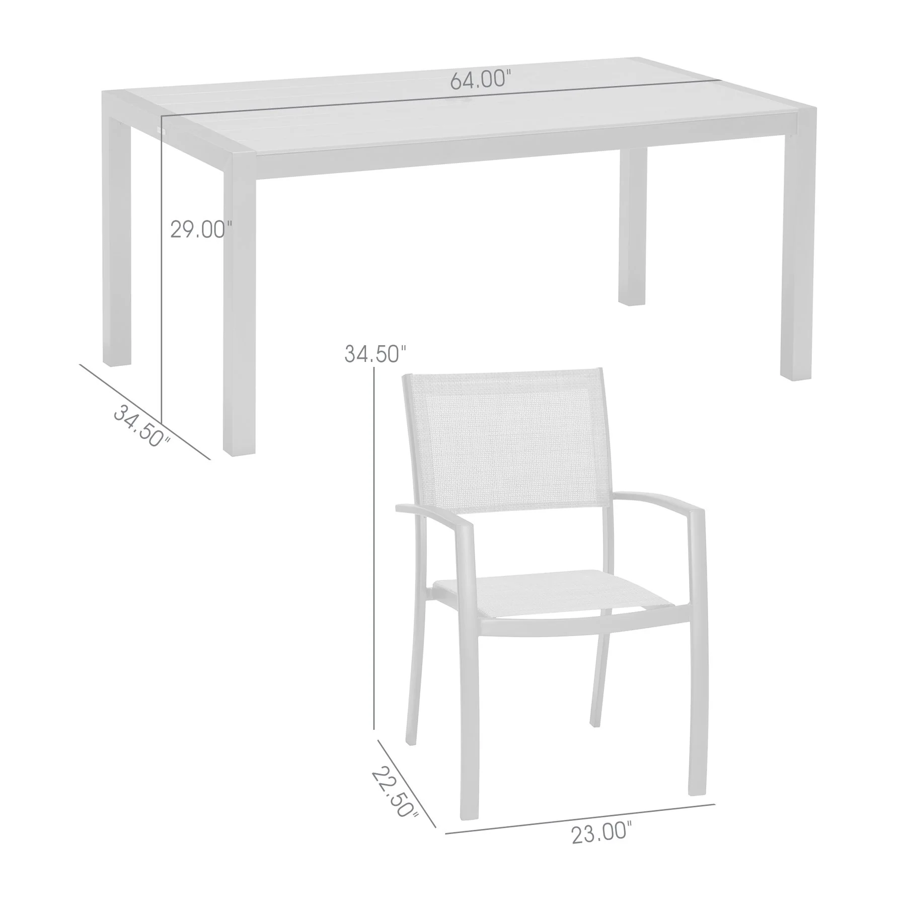Solana 5 piece Outdoor Aluminum Dining Set in Cosmos Gray Finish with Wood Top - Image 8