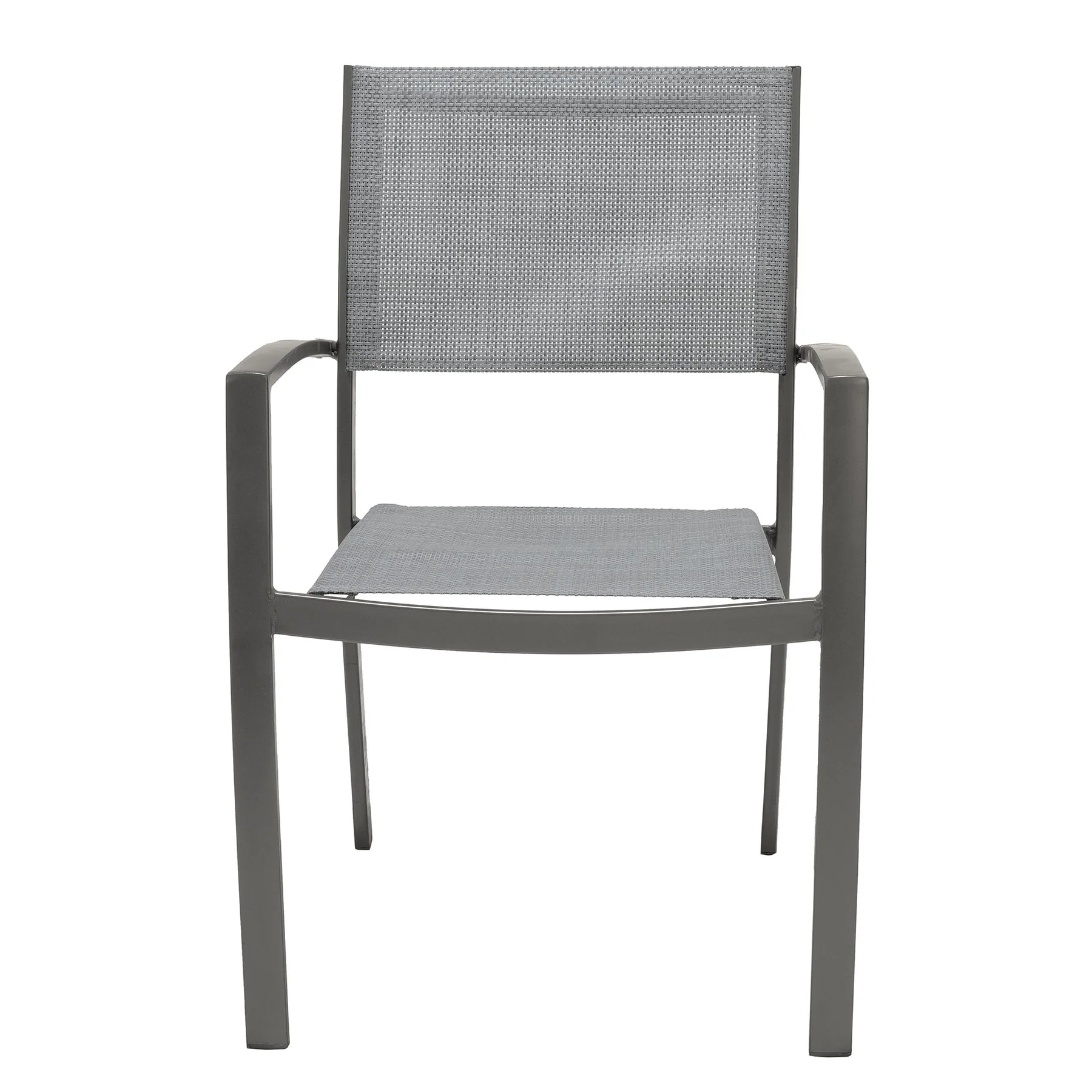 Solana Outdoor Aluminum Arm Dining Chairs in Cosmos Gray Finish - Set of 2 - Image 3