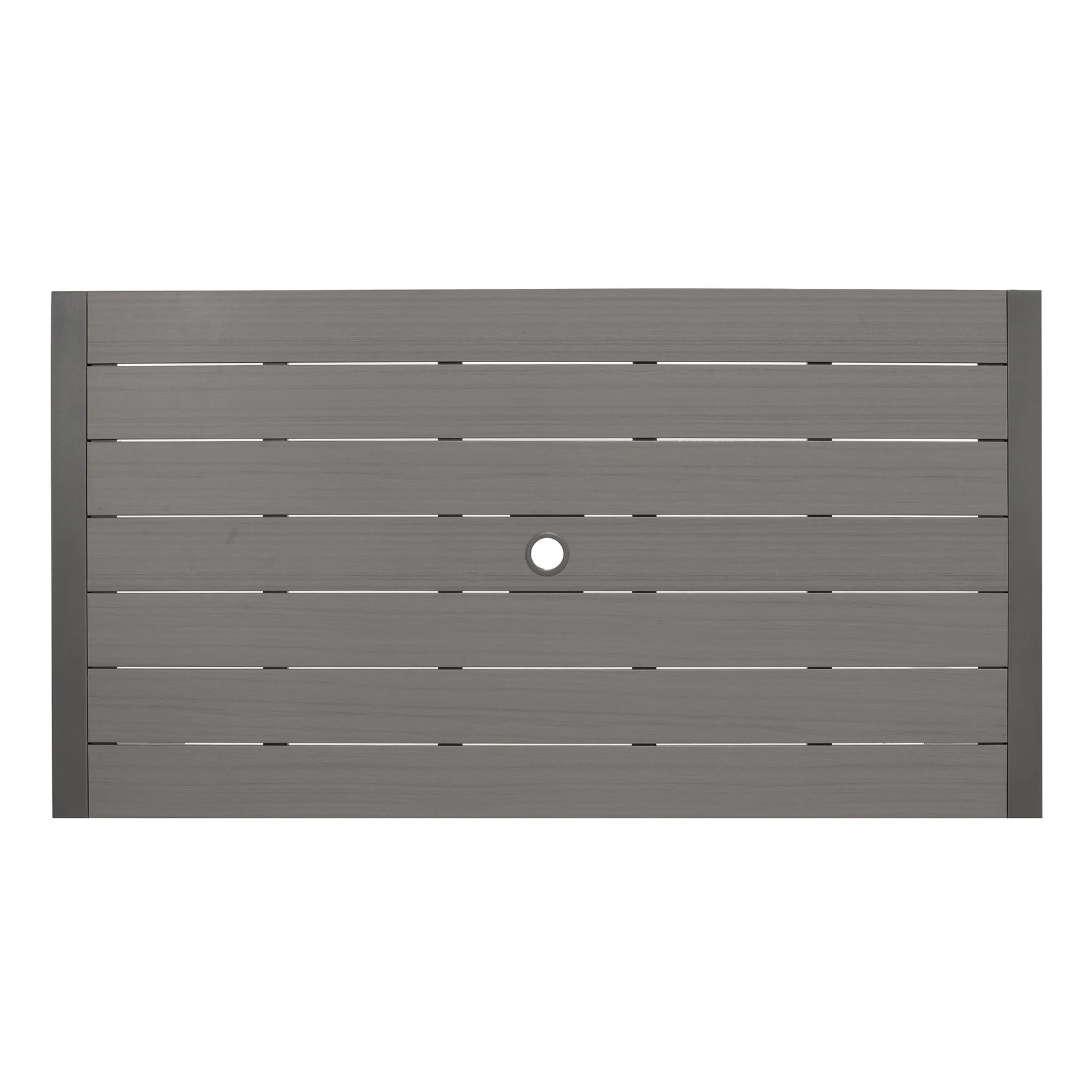 Solana Outdoor Rectangular Aluminum Dining Table in Cosmos Gray Finish with Wood Top - Image 4