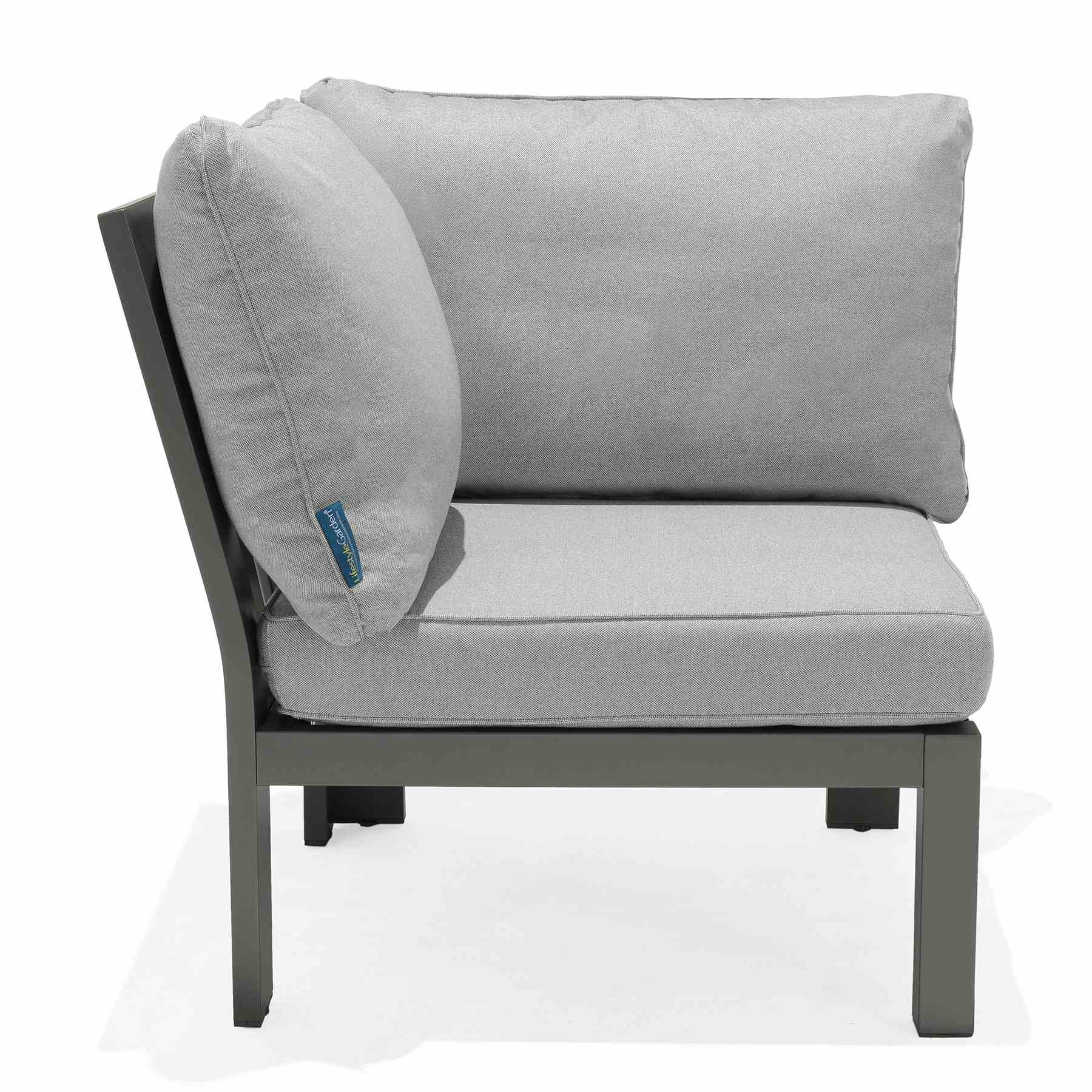 Solana Outdoor Sectional in Cosmos Finish with Gray Cushions - Image 7