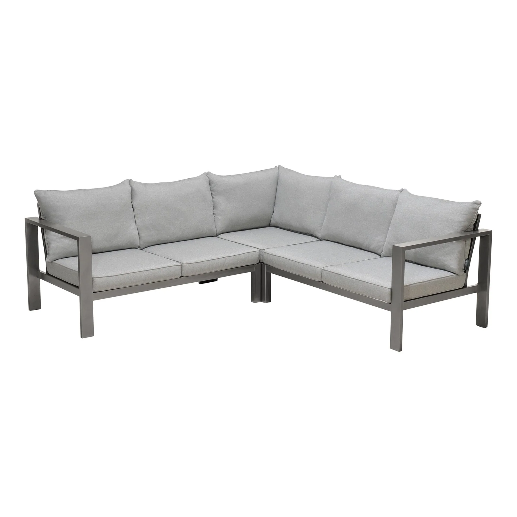 Solana Outdoor Sectional Set in Cosmos Finish with Gray Cushions and Coffee Table - Image 2