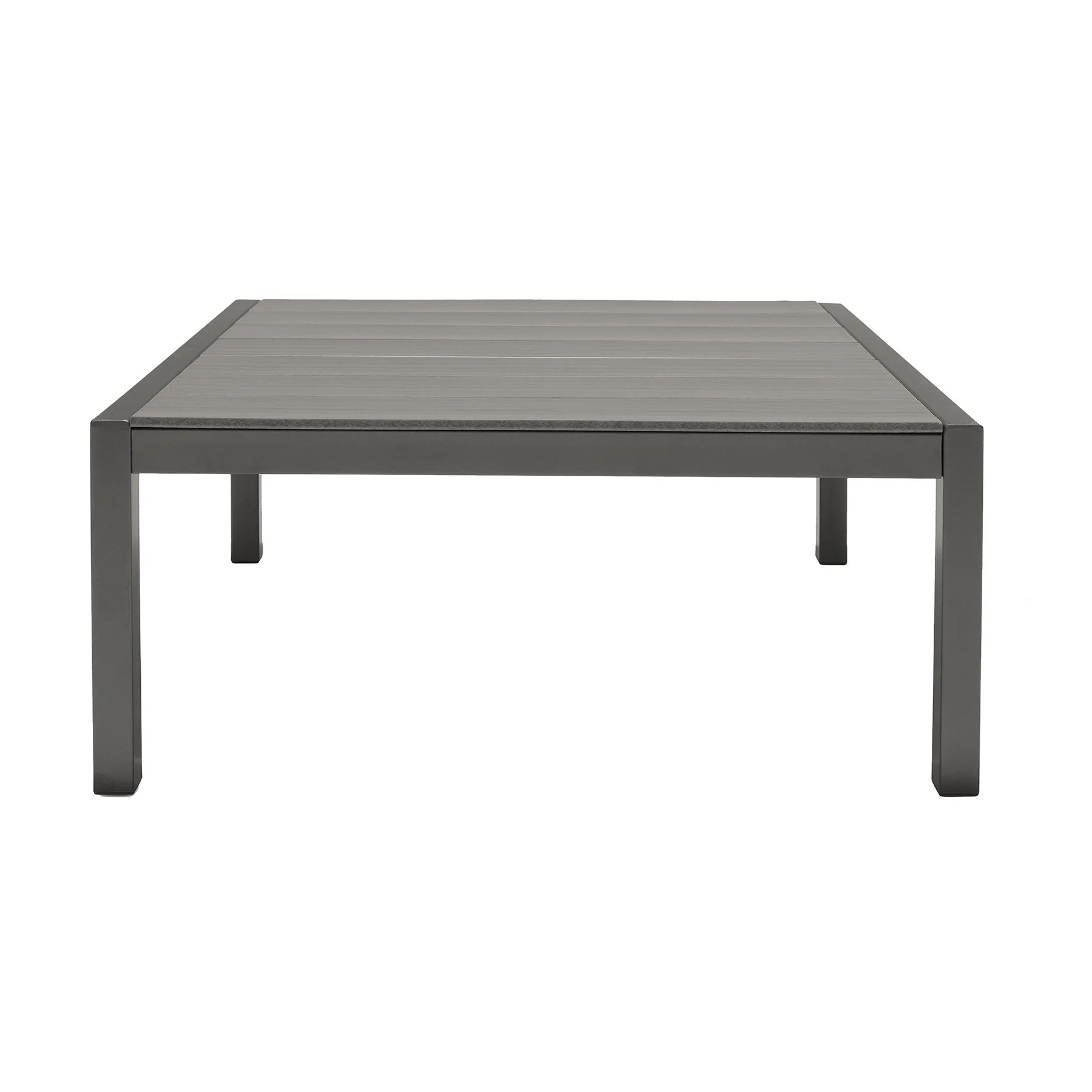 Solana Outdoor Square Coffee Table in Cosmos Gray Finish with Wood Top - Image 2