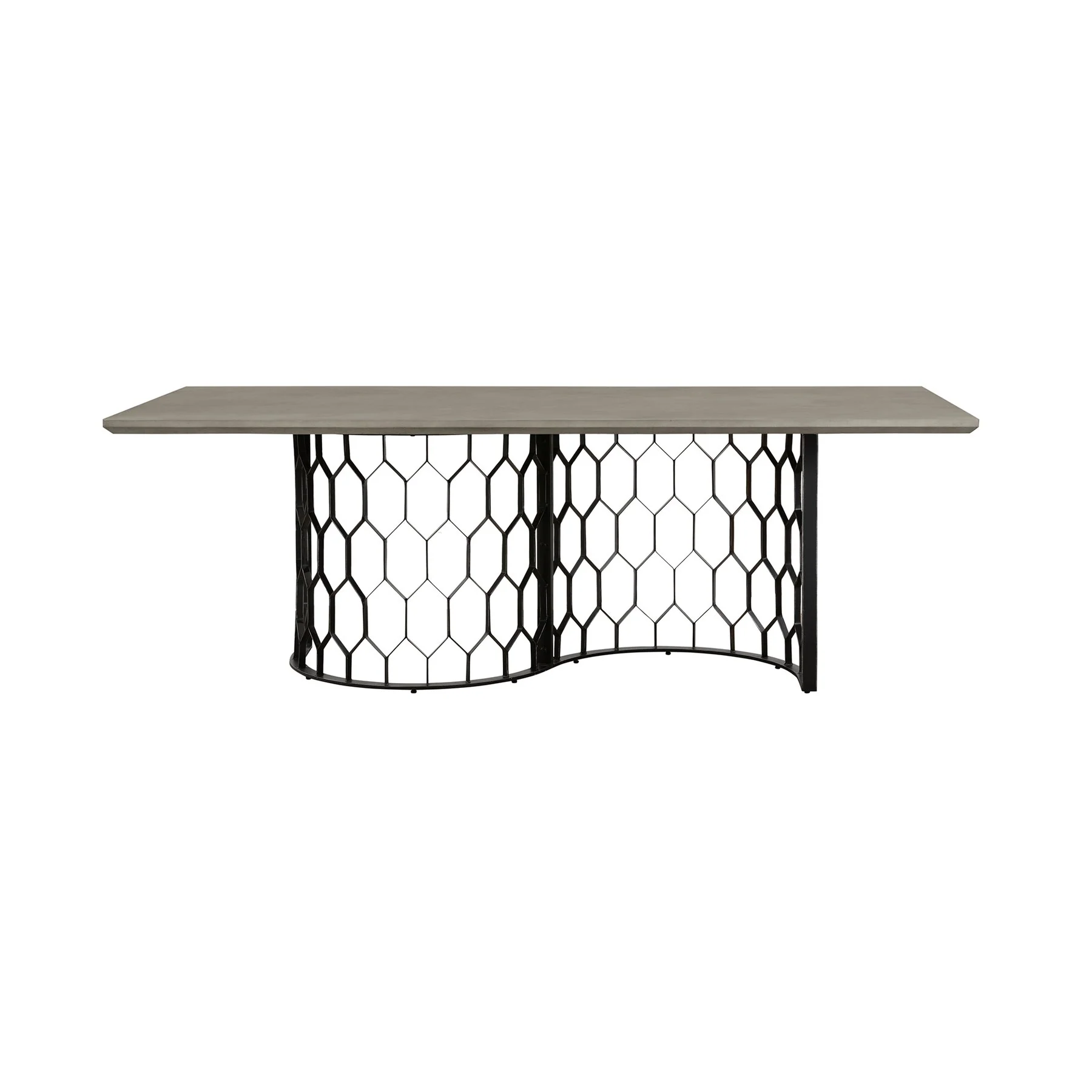 Solange Concrete and Black Metal Rectangular Dining Table - Image 2
