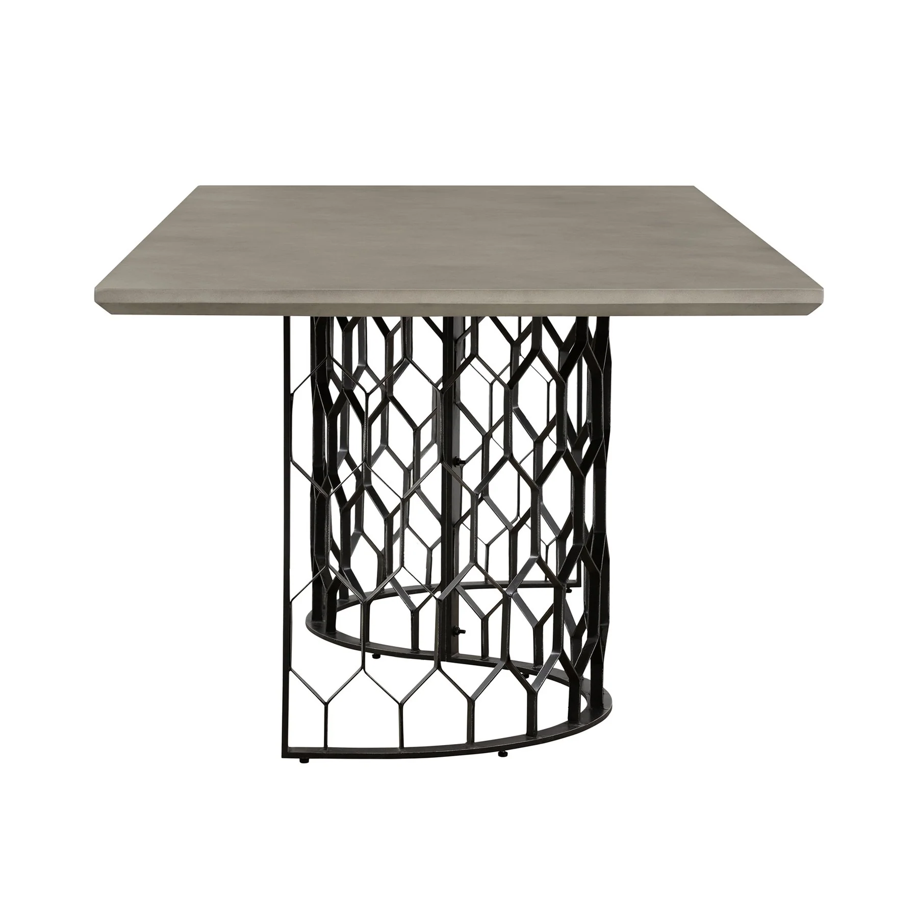 Solange Concrete and Black Metal Rectangular Dining Table - Image 3