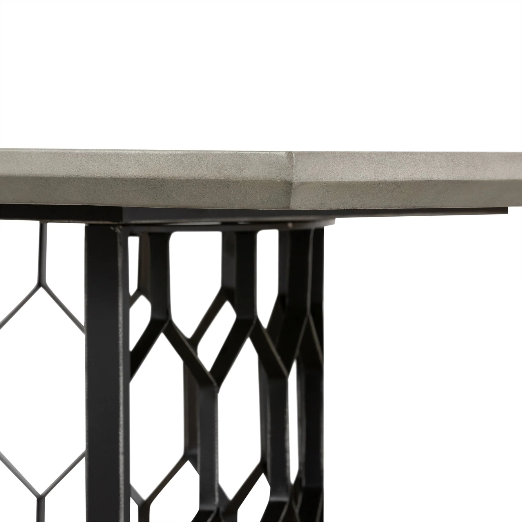 Solange Concrete and Black Metal Rectangular Dining Table - Image 5