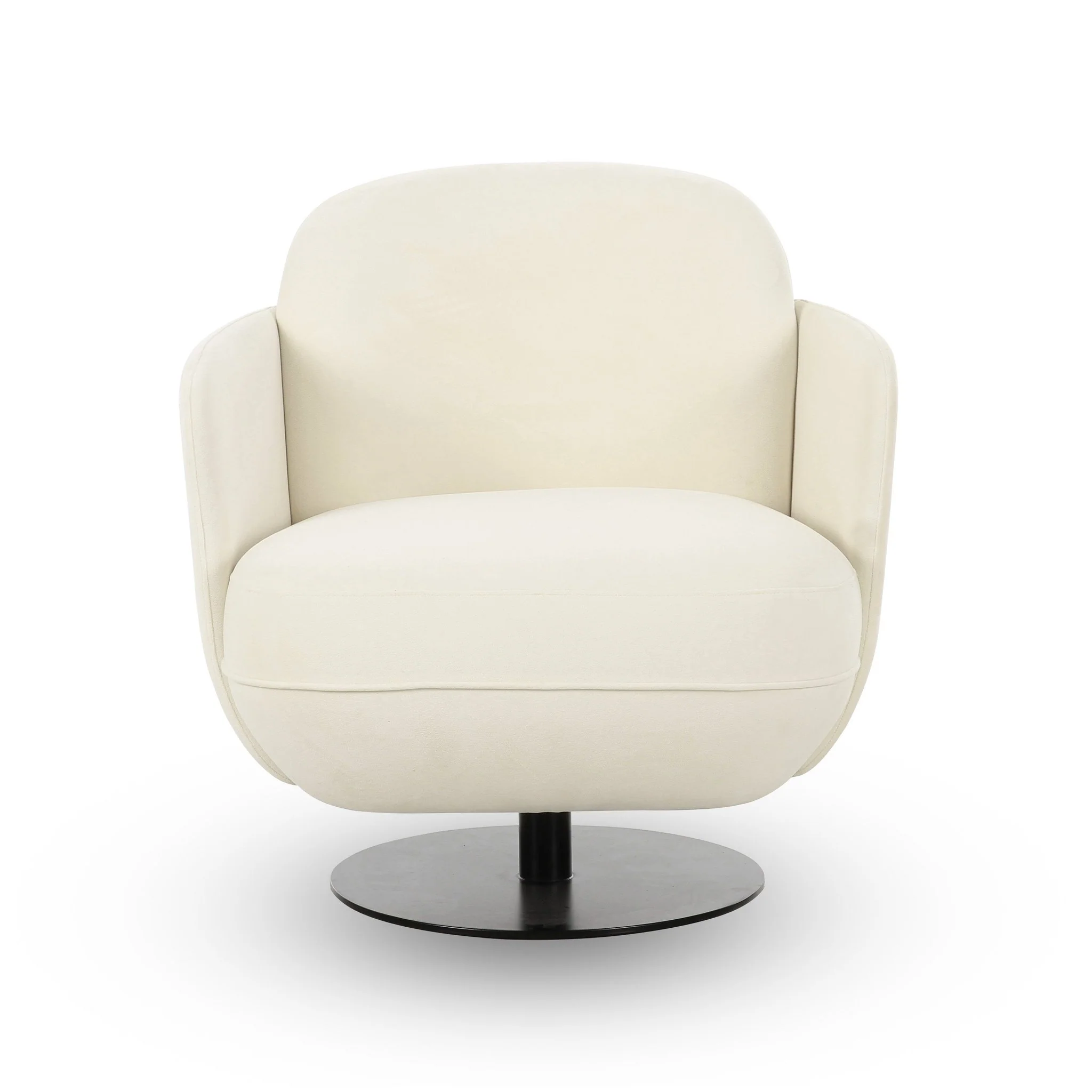 Solange Cream Velvet Swivel Chair - Image 3