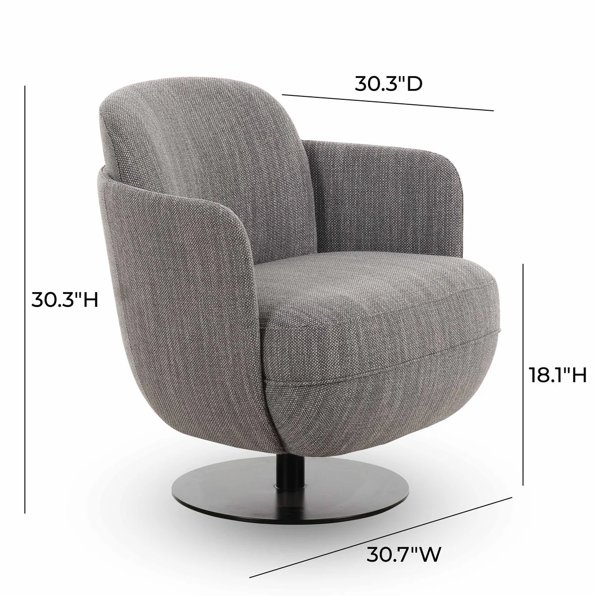 Solange Grey Textured Weave Swivel Chair - Image 6