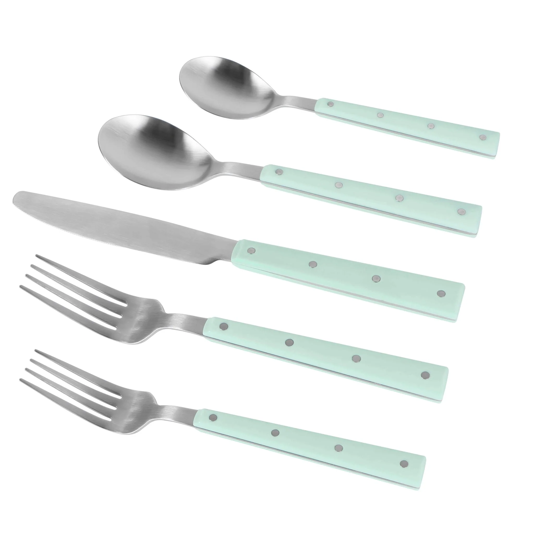 Soline Mint and Stainless Steel Flatware - Set of 5 Pieces - Service for 1 - Image 3