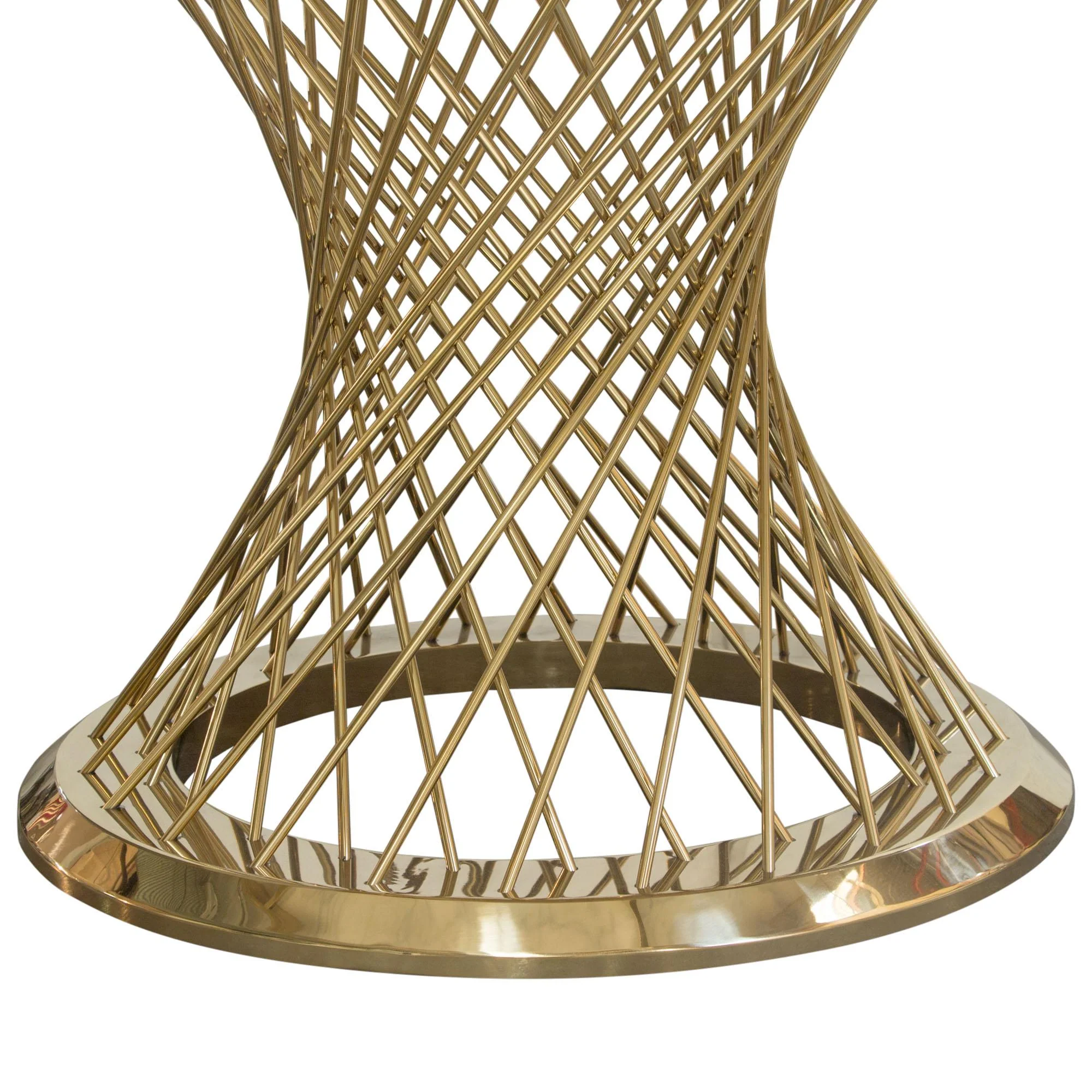 Solstice 60" Round Dining Table with Genuine Marble Top and Polished Gold Spiral Spoked Base by Diamond Sofa - Image 4