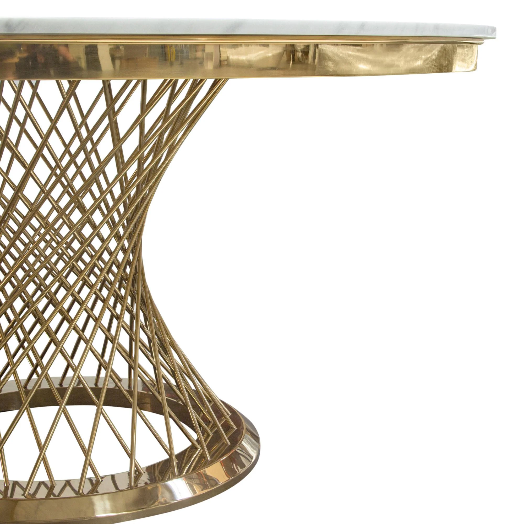 Solstice 60" Round Dining Table with Genuine Marble Top and Polished Gold Spiral Spoked Base by Diamond Sofa - Image 5