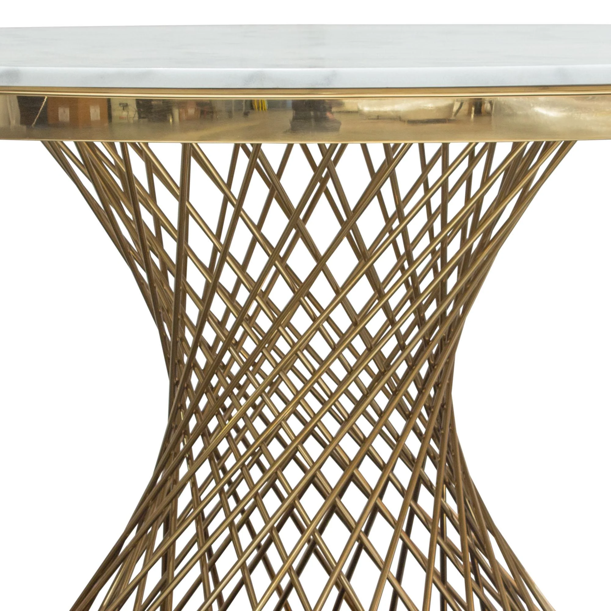Solstice 60" Round Dining Table with Genuine Marble Top and Polished Gold Spiral Spoked Base by Diamond Sofa - Image 7